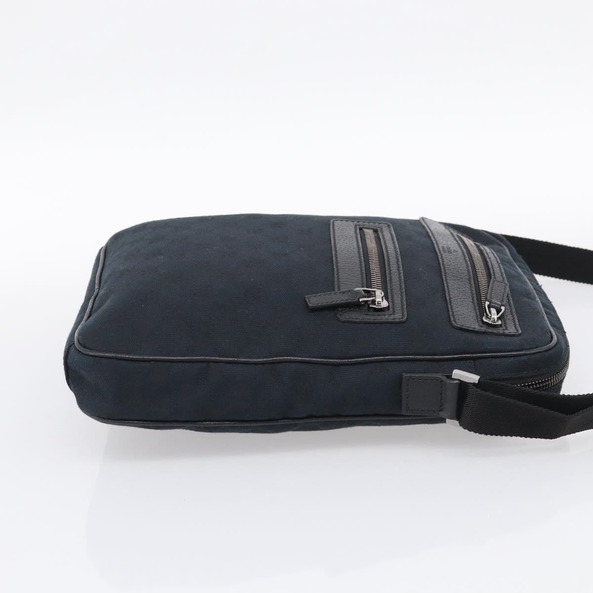Gucci Front Zip Messenger Canvas And Leather Black Canvas Crossbody Bag Bag (Pre-Owned)