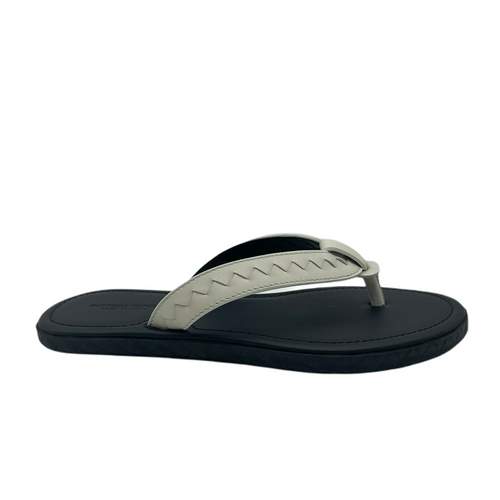 Bottega Veneta Men's White/Black Leather Thong Sandal 40/US 7