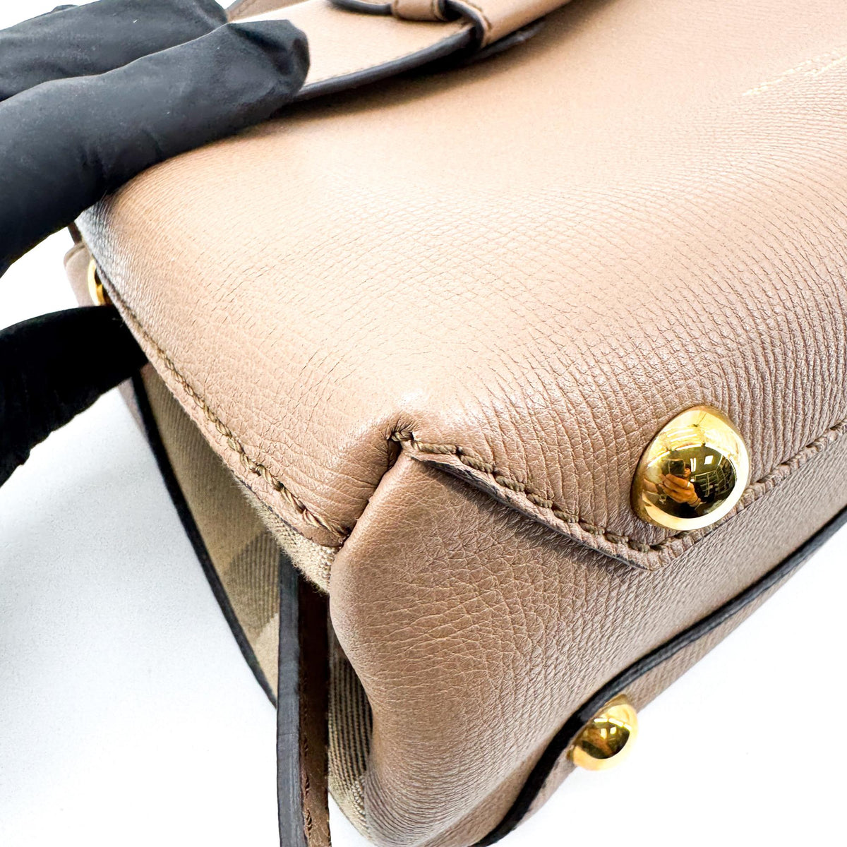Burberry Camberley Top Handle Leather Brown Leather Handbag (Pre-Owned)