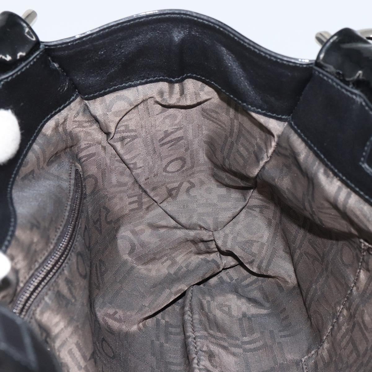 Salvatore Ferragamo Gancini Tote Patent Leather Black Patent_Leather Tote Bag Bag (Pre-Owned)