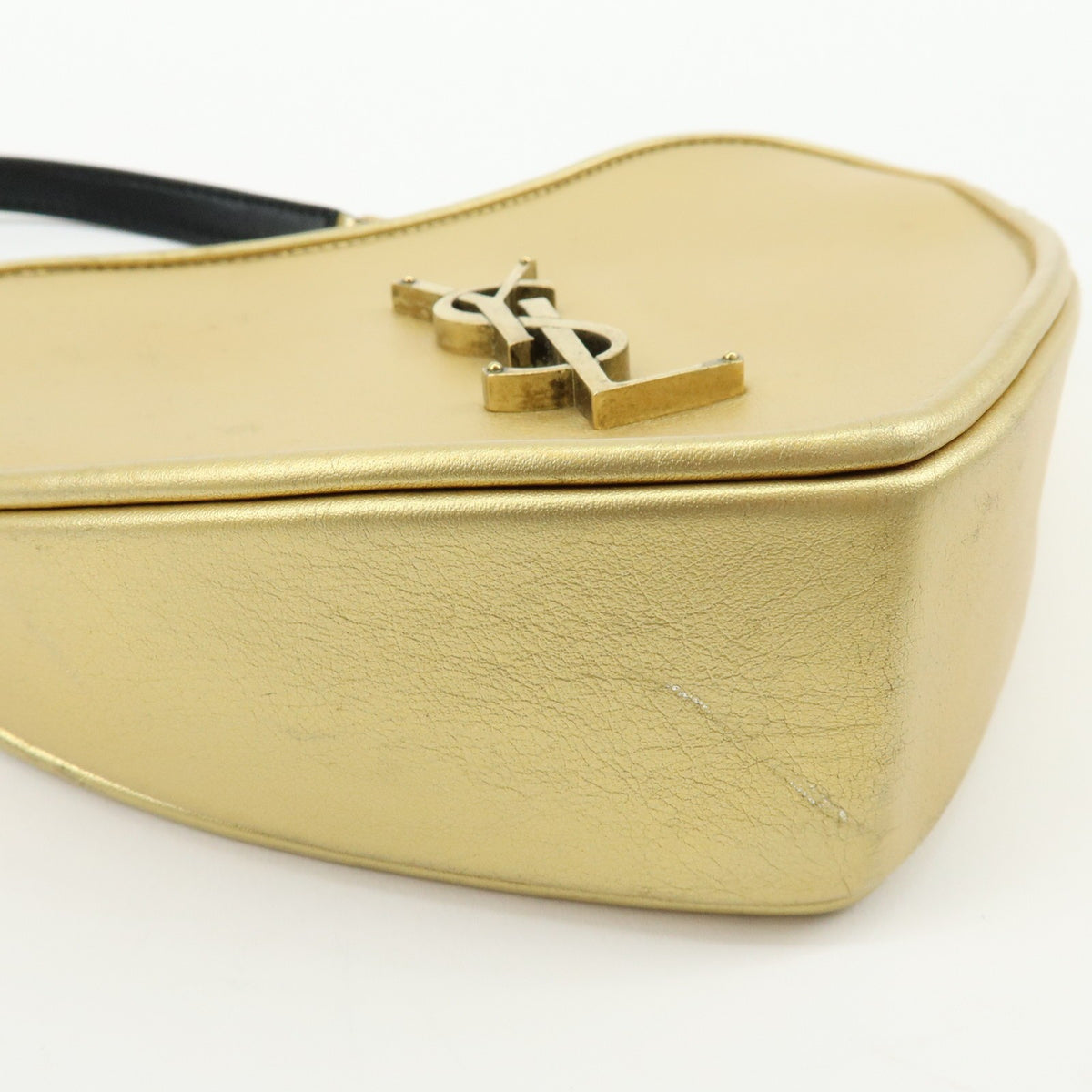 Saint Laurent Love Heart Tassel Chain Leather Gold Leather Handbag (Pre-Owned)