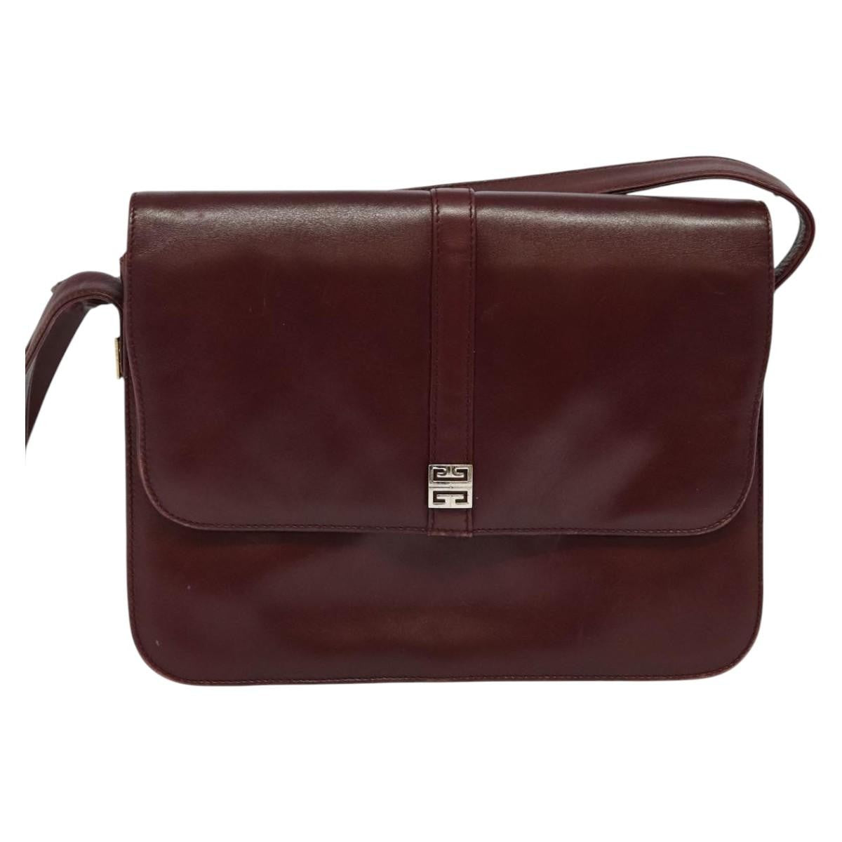 Givenchy Vintage 4G Leather Burgundy Leather Shoulder Bag Bag (Pre-Owned)
