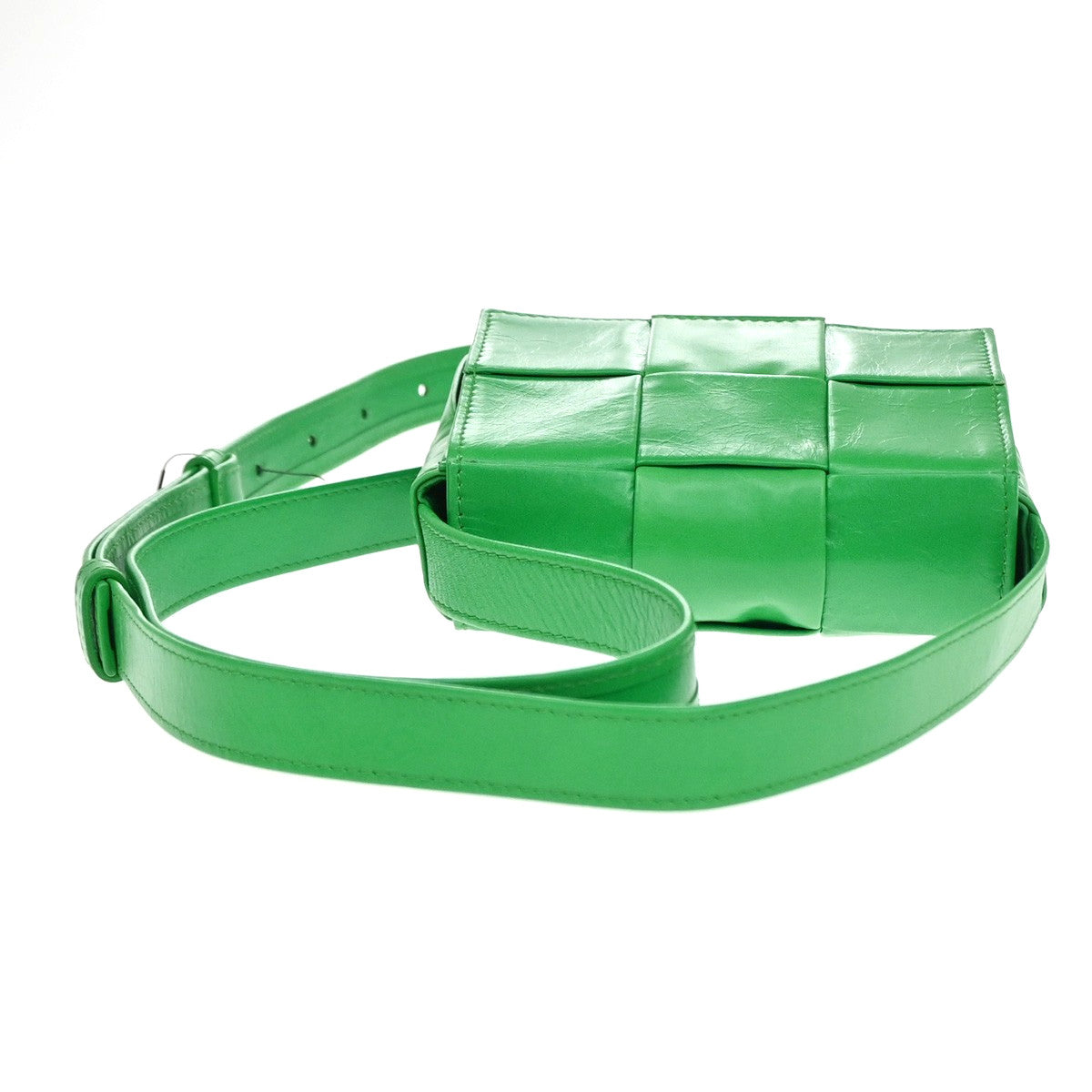 Bottega Veneta Cassette Maxi Intrecciato Leather Green Leather Crossbody Bag Bag (Pre-Owned)
