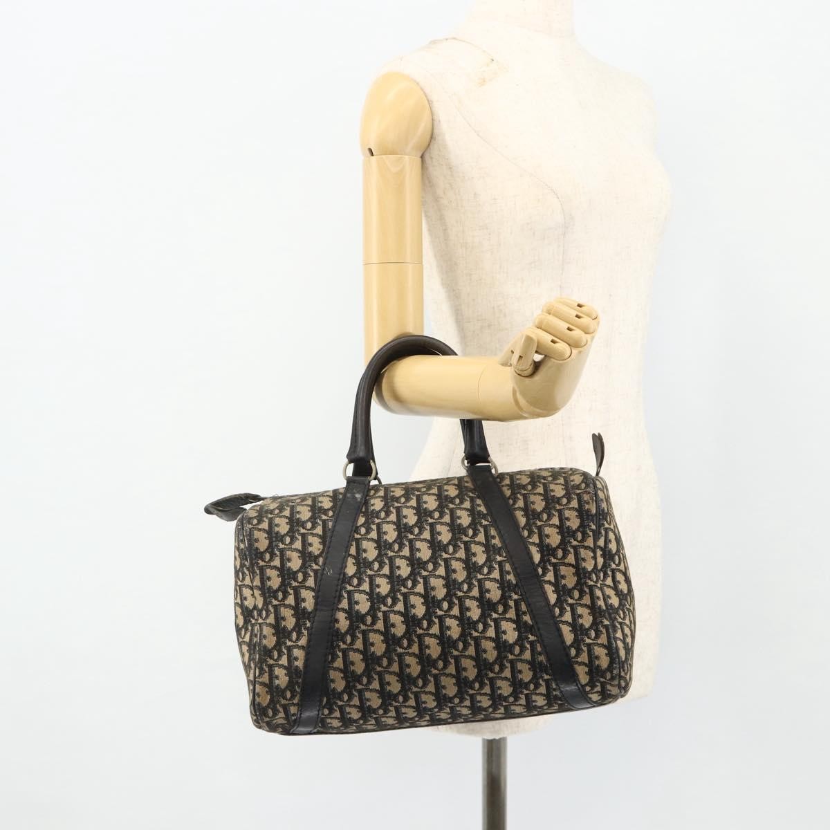 Christian Dior Vintage Trotter Boston Diorissimo Canvas Navy Canvas Handbag (Pre-Owned)