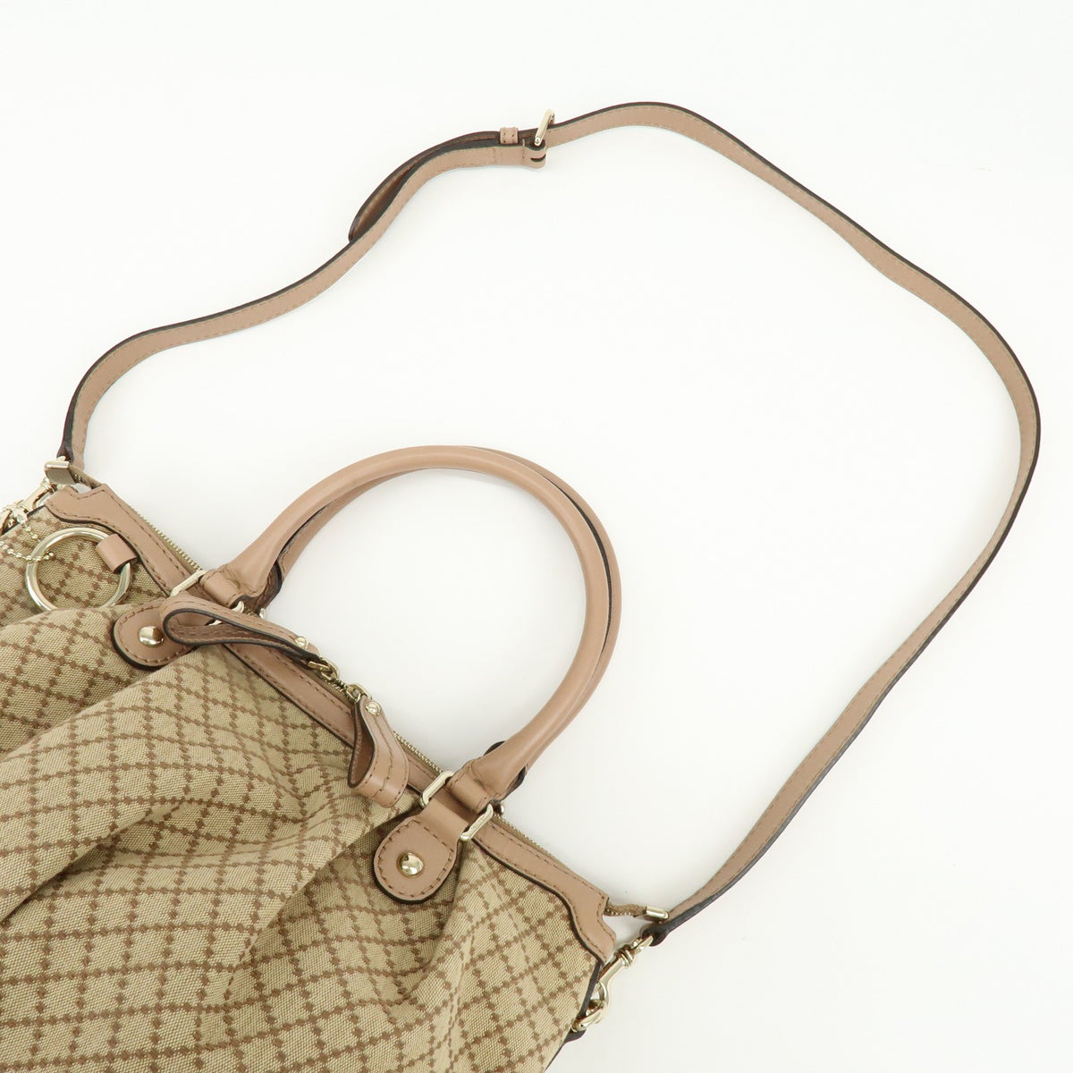 Gucci Sukey Diamante Canvas With Leather Beige Canvas Tote Bag Bag (Pre-Owned)