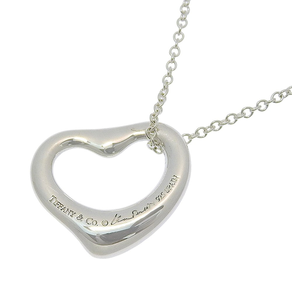 Tiffany & Co. Elsa Peretti Open Heart Pendant Sterling Silver With Pink Sapphire Silver Silver Necklace Jewelry (Pre-Owned)