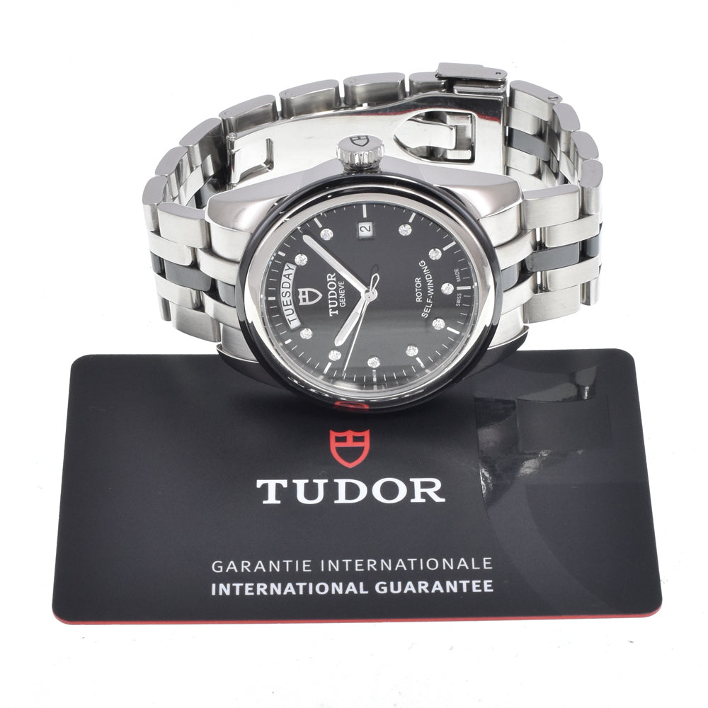 Tudor Glamour Day Date Automatic Stainless Steel With Diamonds Watch (Pre-Owned)