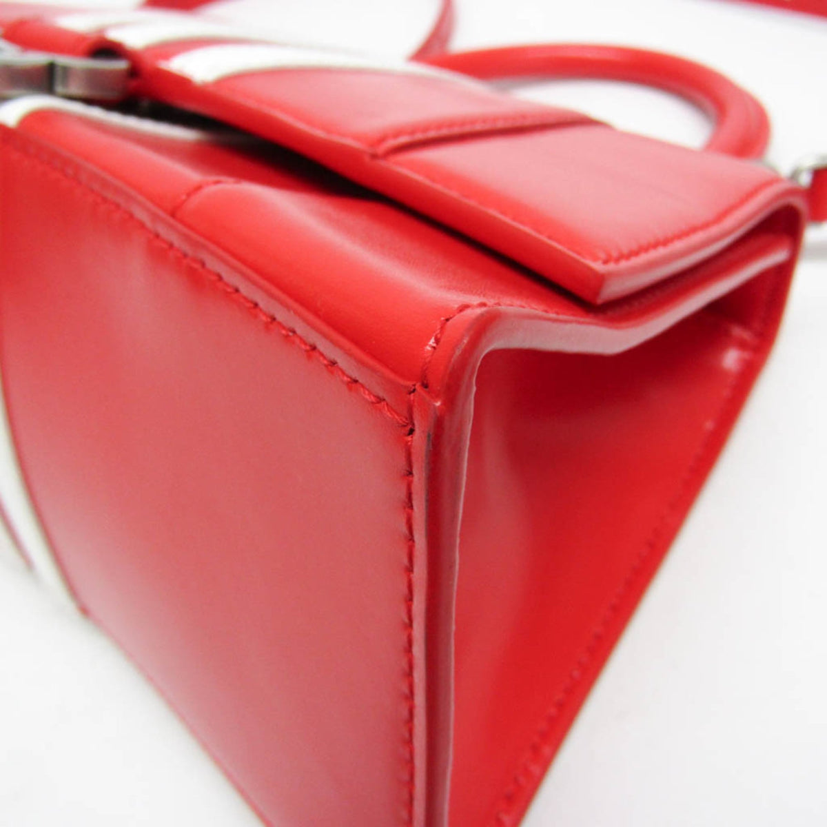 Balenciaga X Adidas Hourglass Top Handle Leather Red Leather Handbag (Pre-Owned)