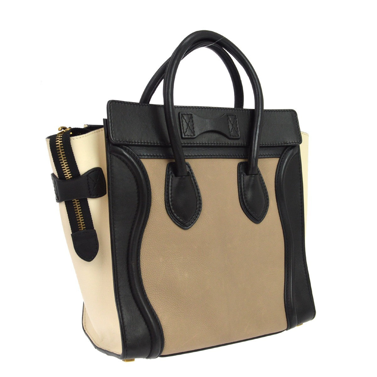 Celine Tricolor Luggage Leather Beige Leather Handbag (Pre-Owned)