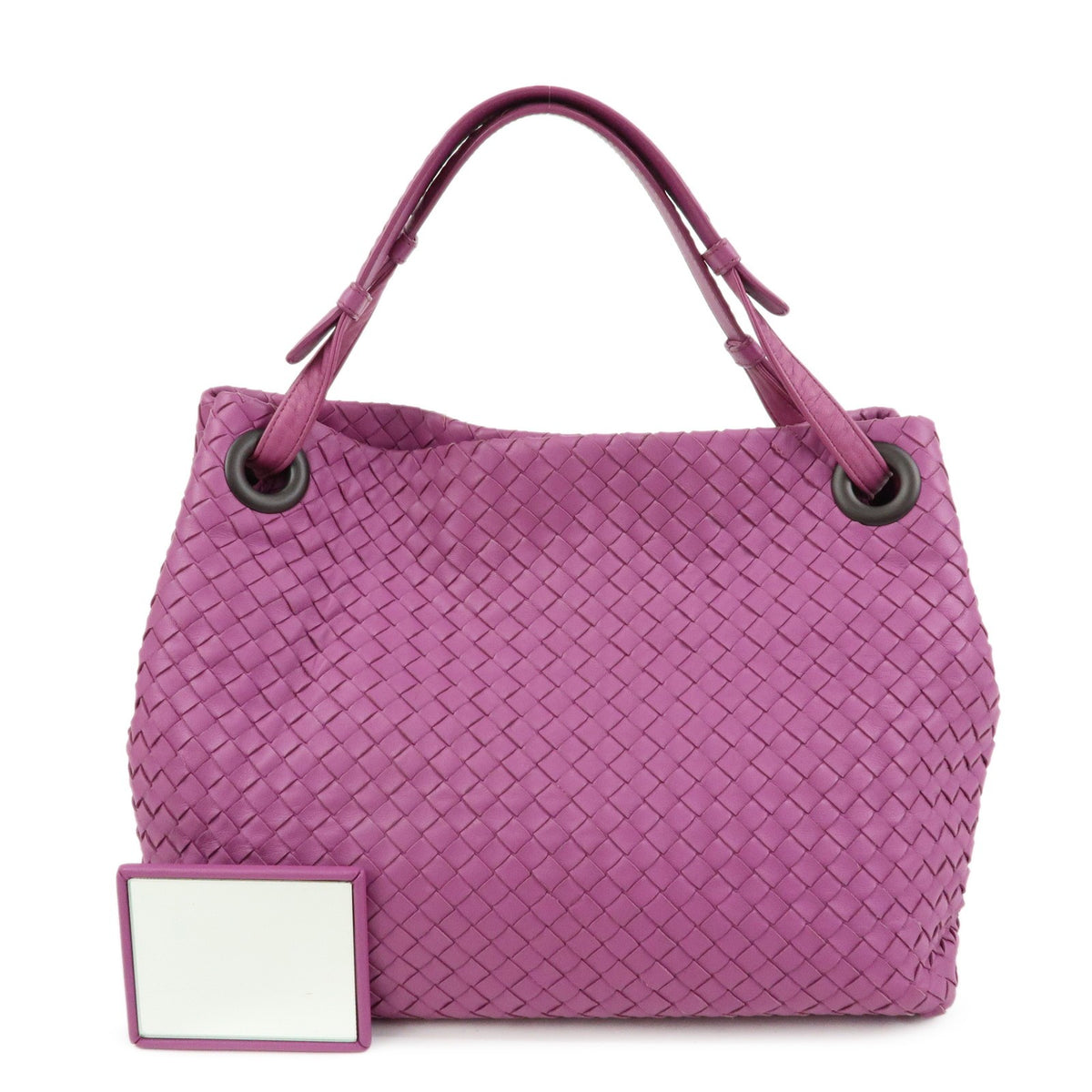 Bottega Veneta Garda Intrecciato Nappa Purple Leather Handbag (Pre-Owned)