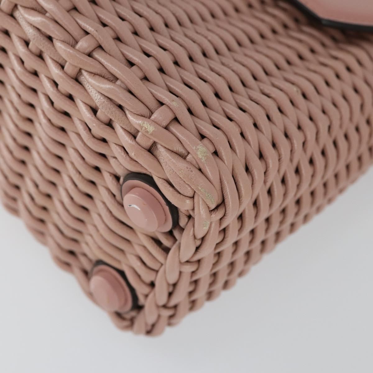 Salvatore Ferragamo Boxyz Top Handle Woven Leather Pink Leather Handbag (Pre-Owned)