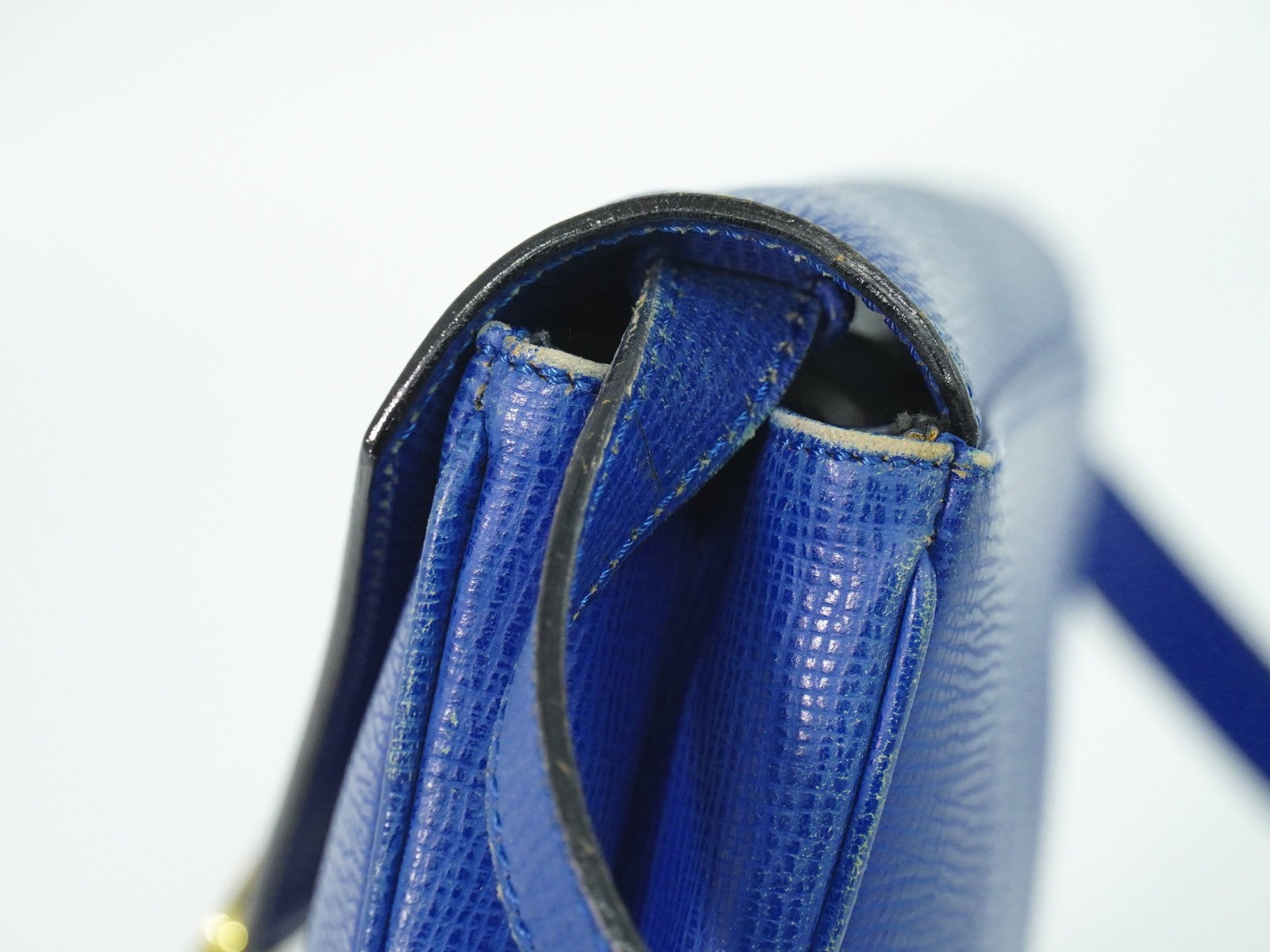 Celine Circle Logo Leather Blue Leather Shoulder Bag Bag (Pre-Owned)