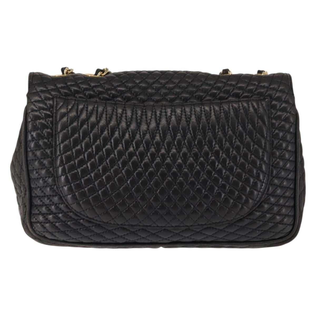 Bally Vintage Chain Quilted Leather Black Leather Shoulder Bag Bag (Pre-Owned)
