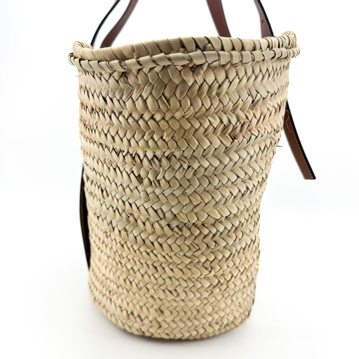 Loewe Elephant Basket Raffia Brown Leather Tote Bag Bag (Pre-Owned)