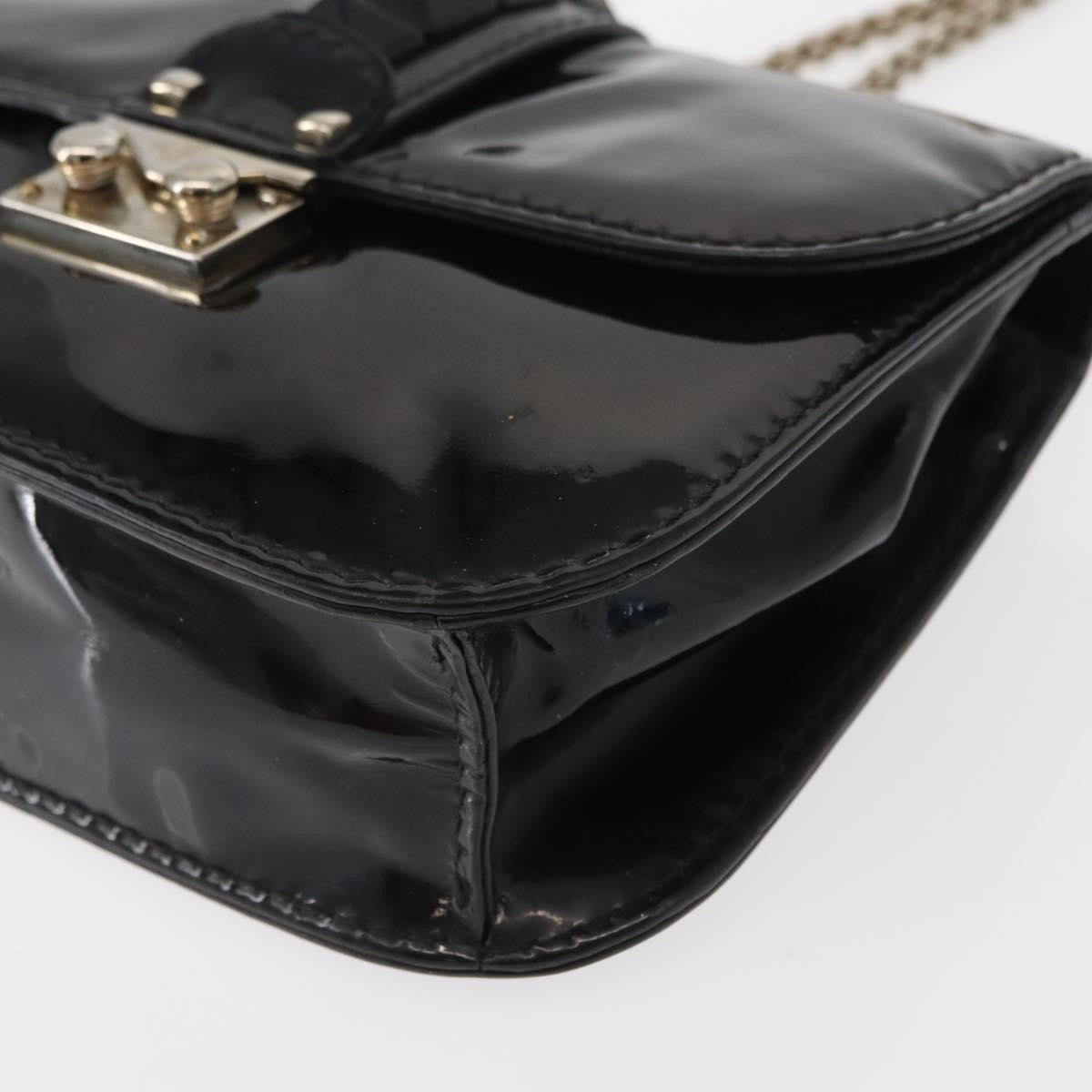 Valentino Garavani Glam Lock Patent Black Patent_Leather Shoulder Bag Bag (Pre-Owned)
