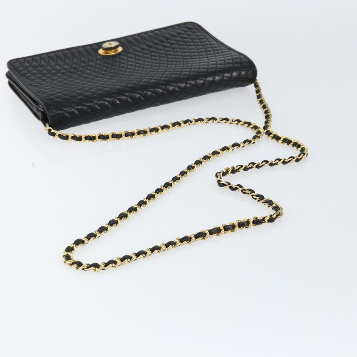 Bally Vintage Chain Quilted Leather Black Leather Shoulder Bag Bag (Pre-Owned)