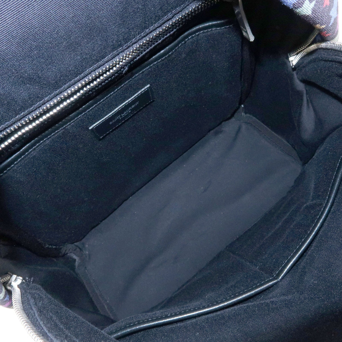 Saint Laurent City Printed Corduroy Multicolour Canvas Backpack Bag (Pre-Owned)