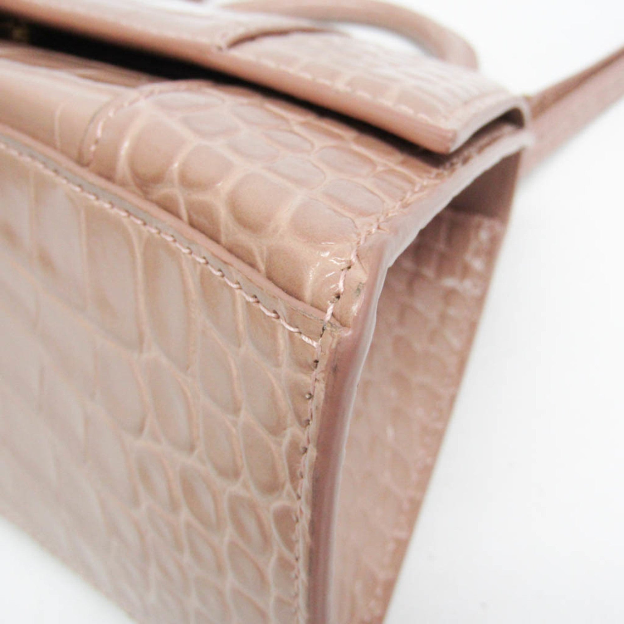 Balenciaga Hourglass Crocodile Embossed Pink Leather Handbag (Pre-Owned)