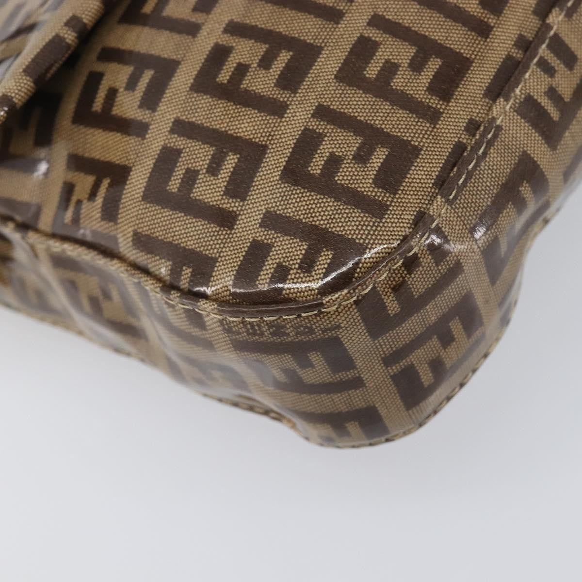 Fendi Mamma Baguette Zucca Patent Leather Beige Canvas Shoulder Bag Bag (Pre-Owned)