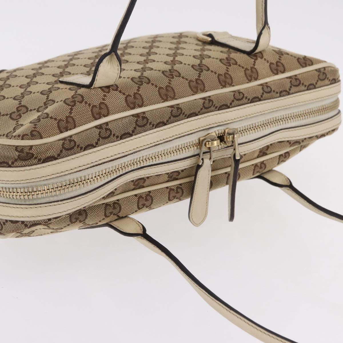 Gucci New Britt Boston Gg Canvas Beige Canvas Handbag (Pre-Owned)