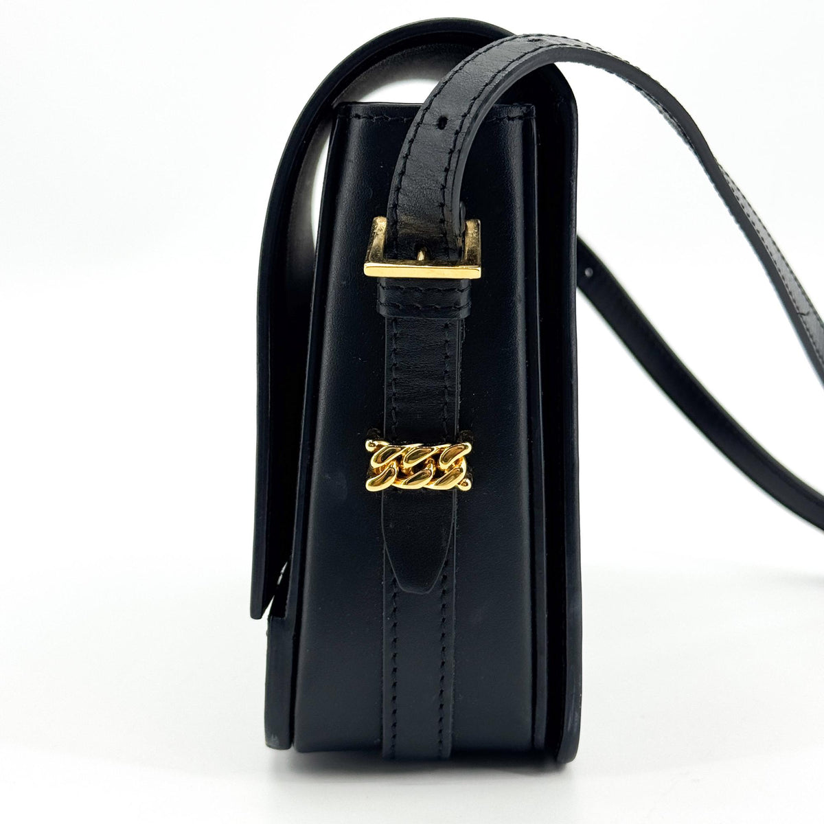 Burberry Grace Flap Horseferry Printed Leather Black Leather Shoulder Bag Bag (Pre-Owned)