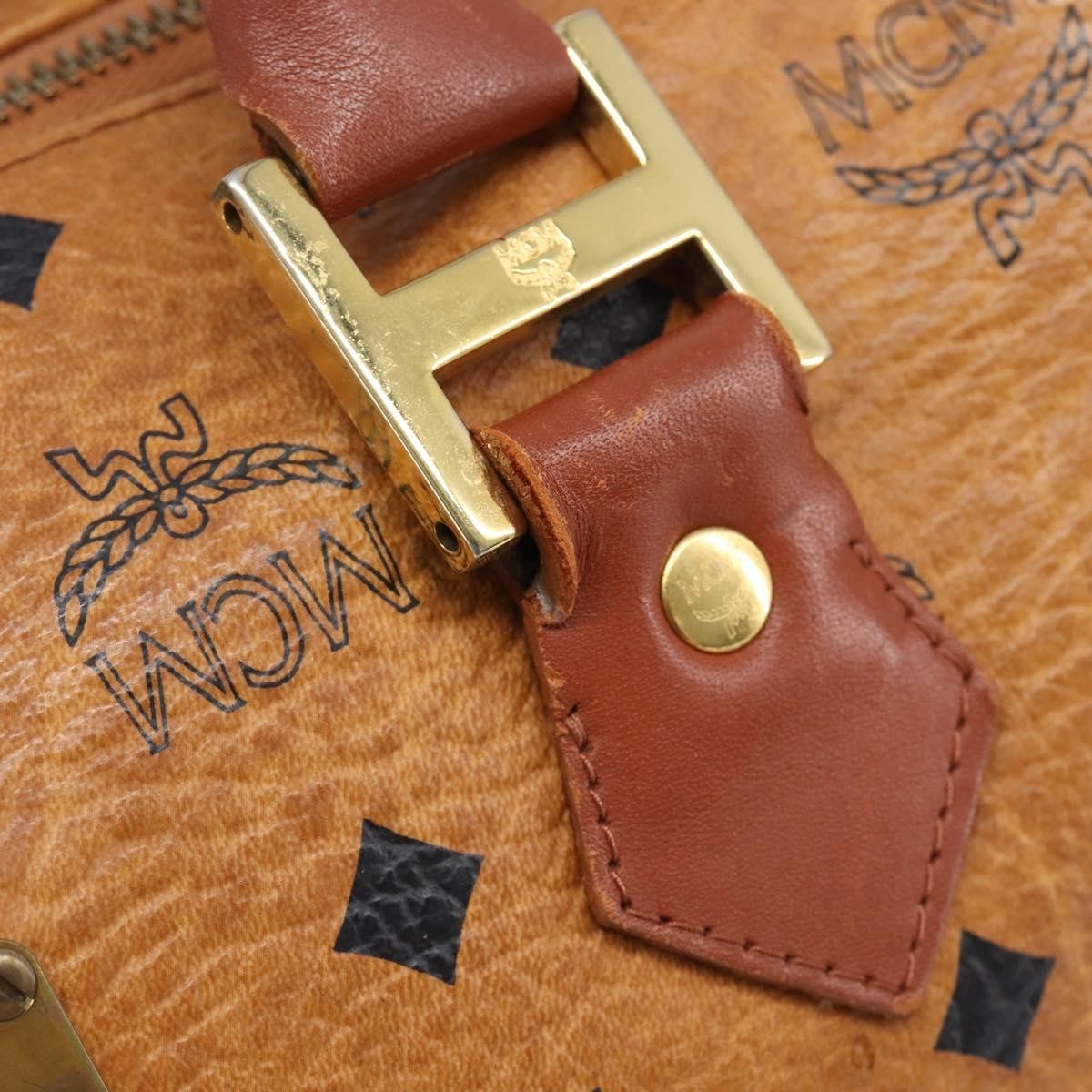 MCM Visetos Logogramme Leather Brown Leather Handbag (Pre-Owned)