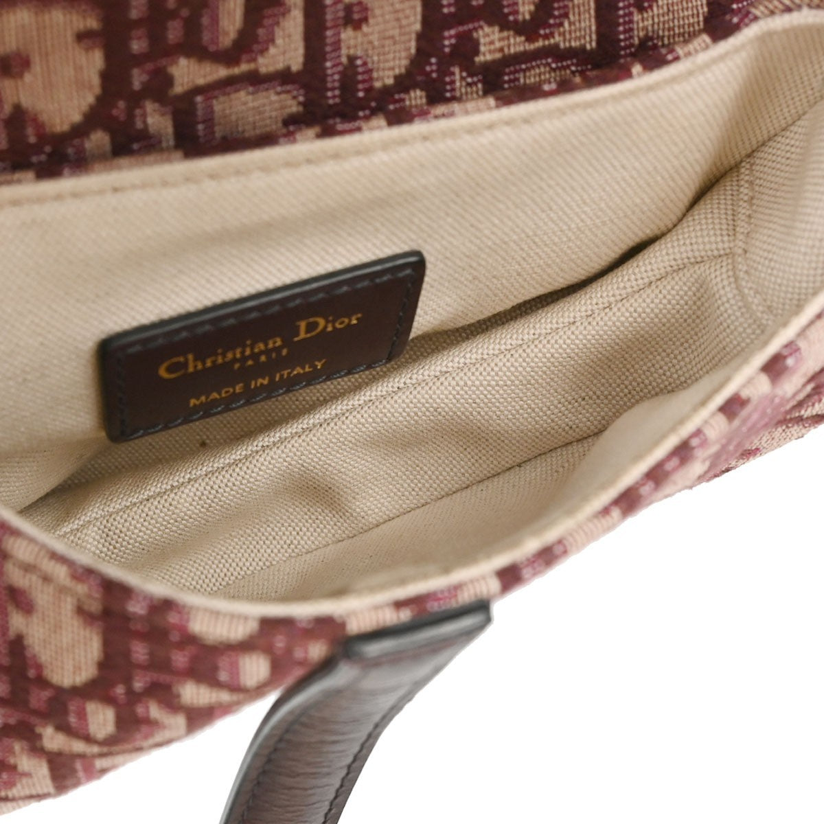 Christian Dior Saddle Logo Embroidered Canvas Burgundy Canvas Handbag (Pre-Owned)