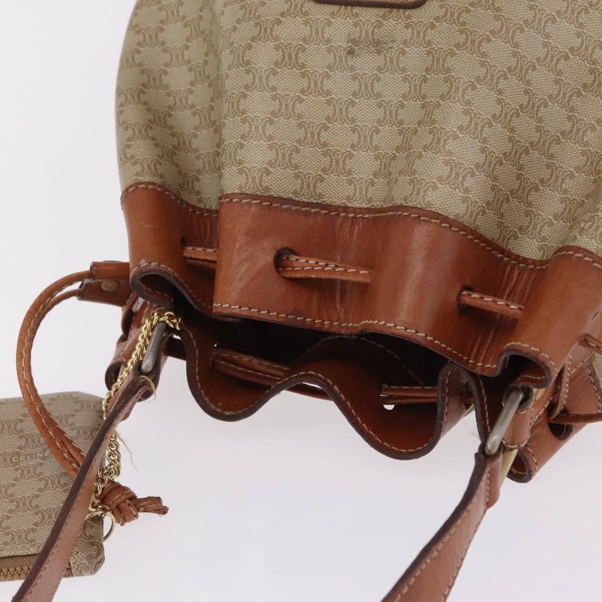 Celine Macadam Shoulder Canvas Beige Canvas Crossbody Bag Bag (Pre-Owned)
