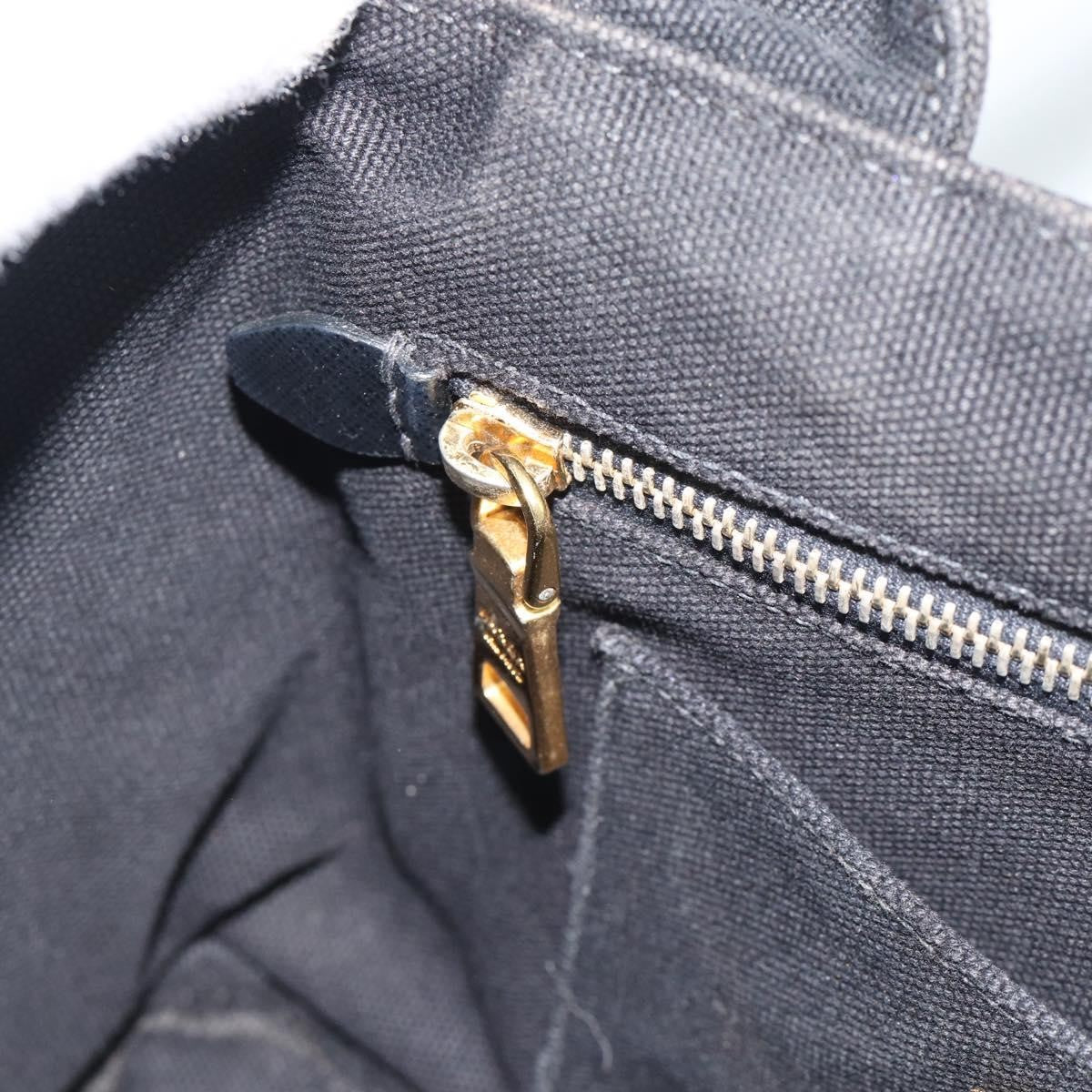 Prada Canapa Convertible Tote Rhinestone Embellished Canvas Black Canvas Handbag (Pre-Owned)