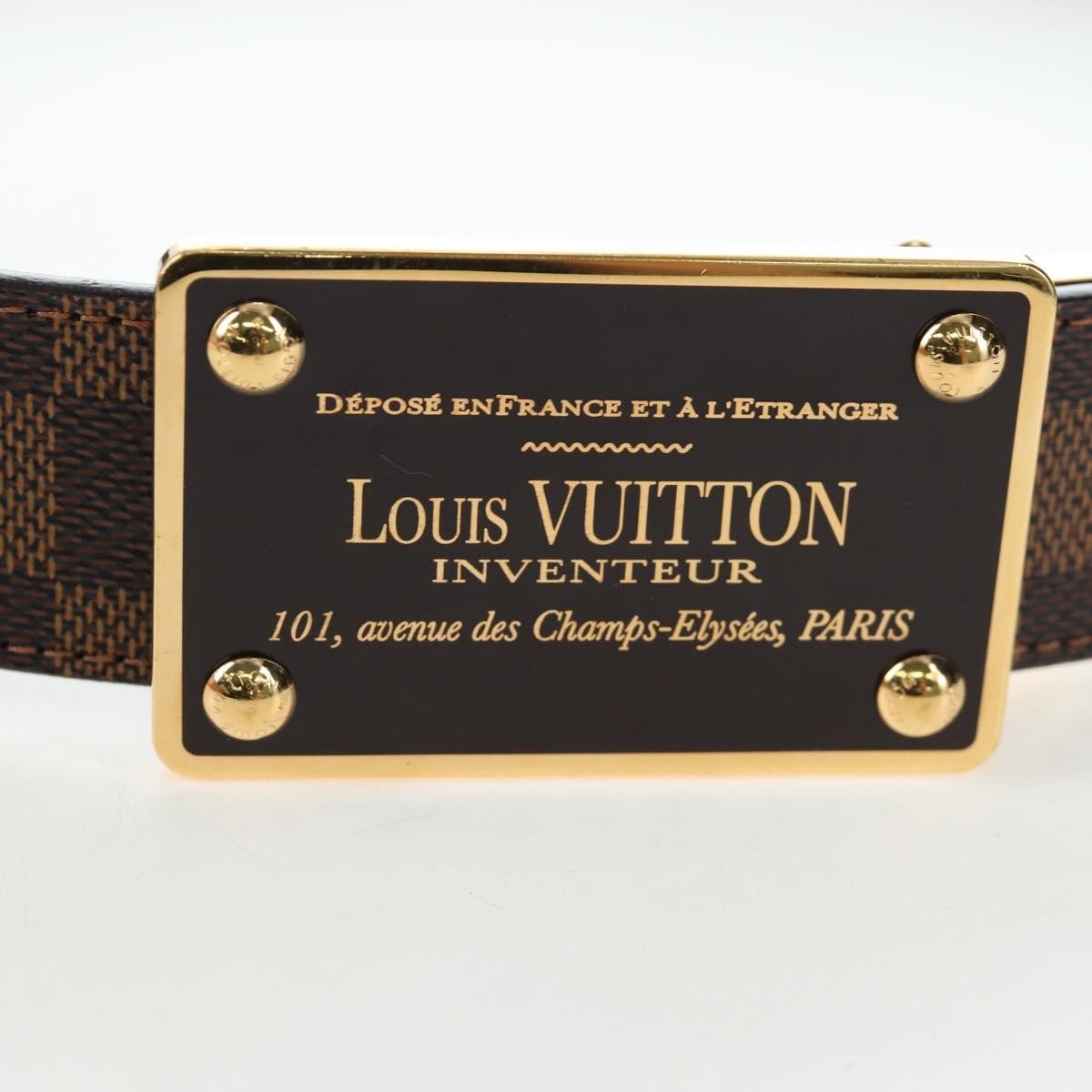 Louis Vuitton Inventeur Belt Damier Ebene Brown Canvas Belts Accessory (Pre-Owned)