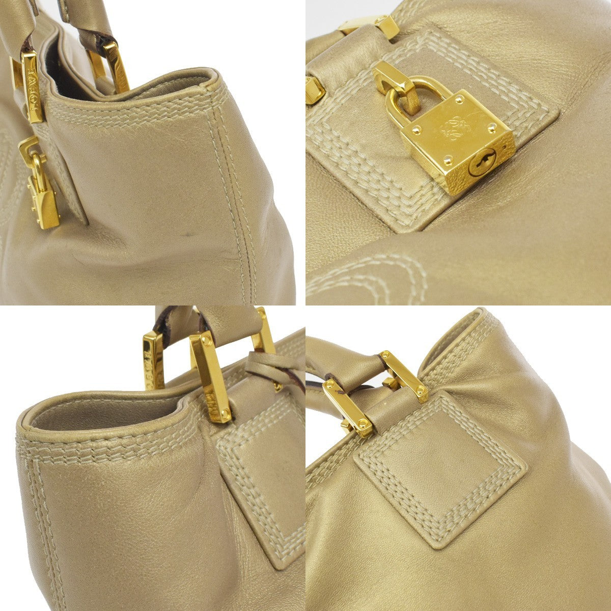 Loewe Anagram Leather Gold Leather Tote Bag Bag (Pre-Owned)