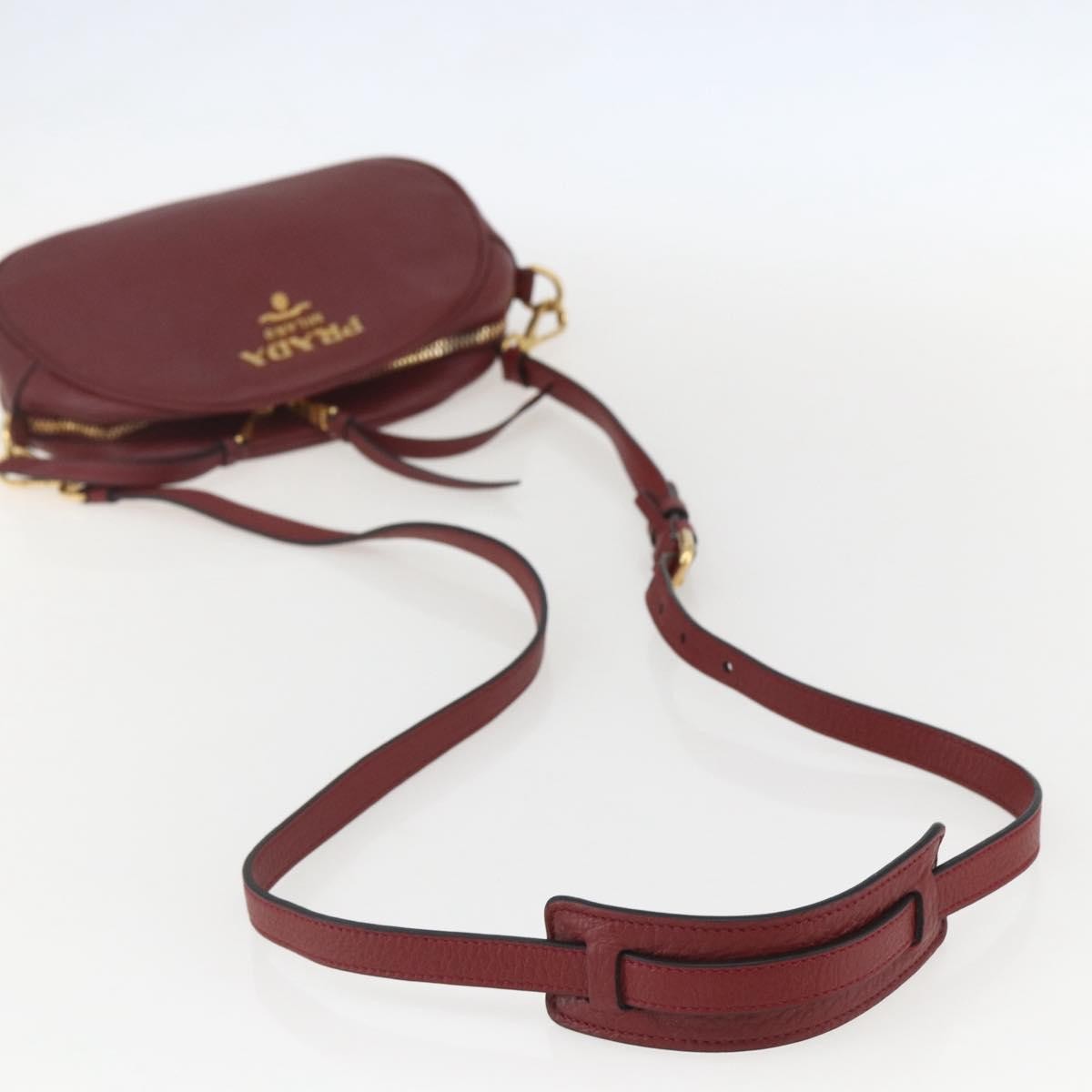 Prada Dual Strap Vitello Daino Burgundy Leather Shoulder Bag Bag (Pre-Owned)