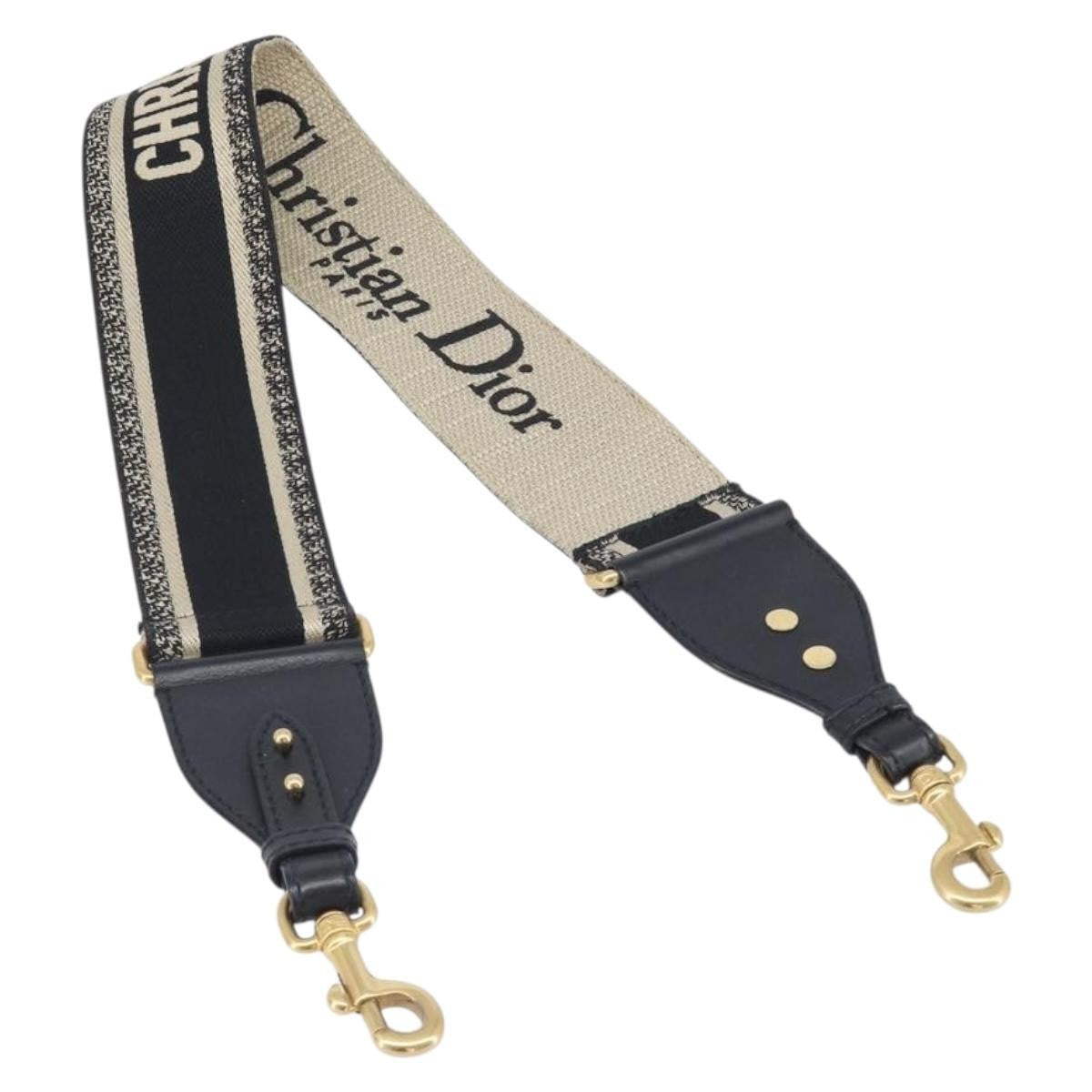 Christian Dior Logo Shoulder Strap Embroidered Canvas Navy Canvas Straps Accessory (Pre-Owned)