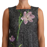 Dolce & Gabbana Houndstooth Floral Appliqué Shift Women's Dress