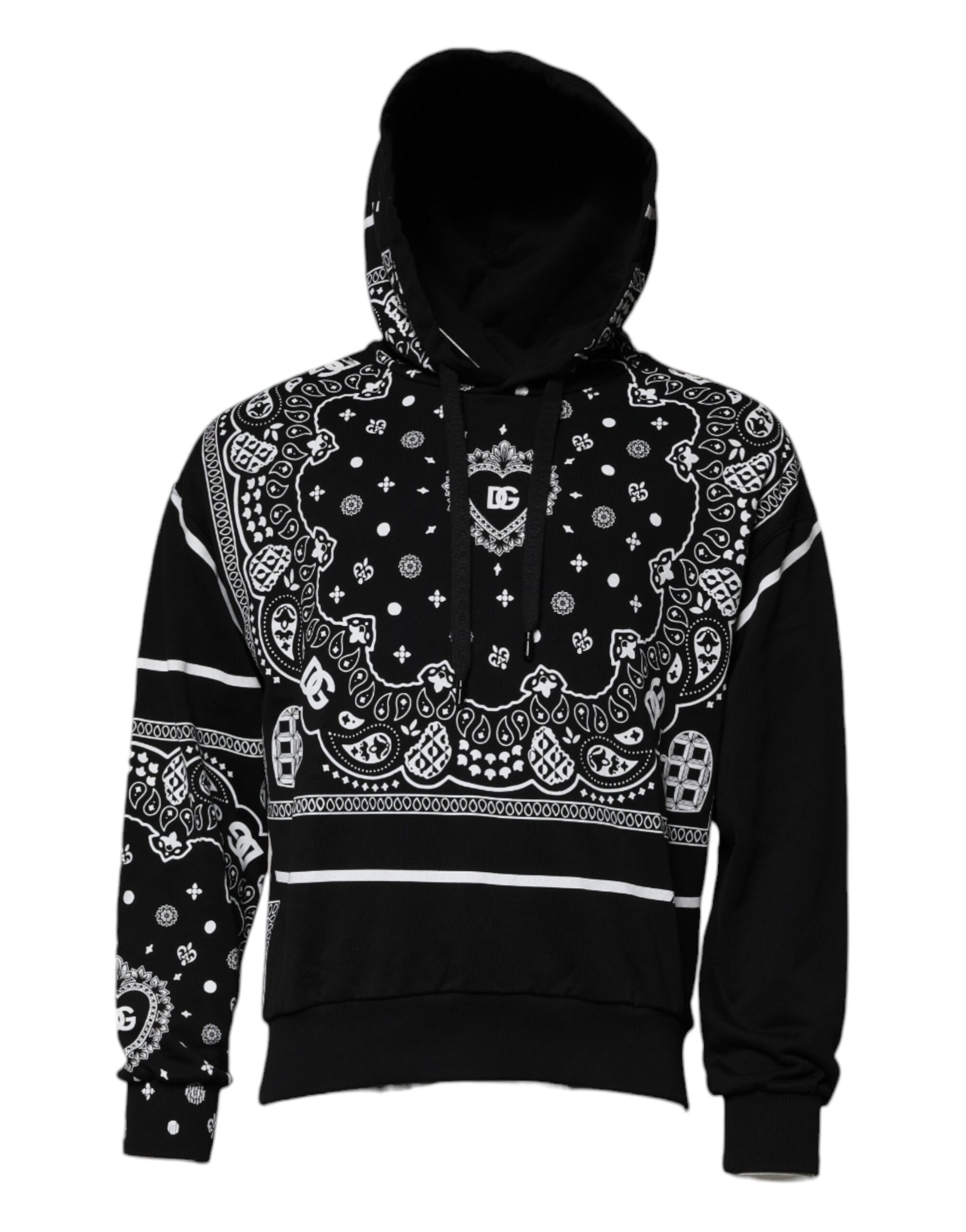 Dolce & Gabbana Black Bandana Hooded Men Sweatshirt Men's Sweater (Pre-Owned)