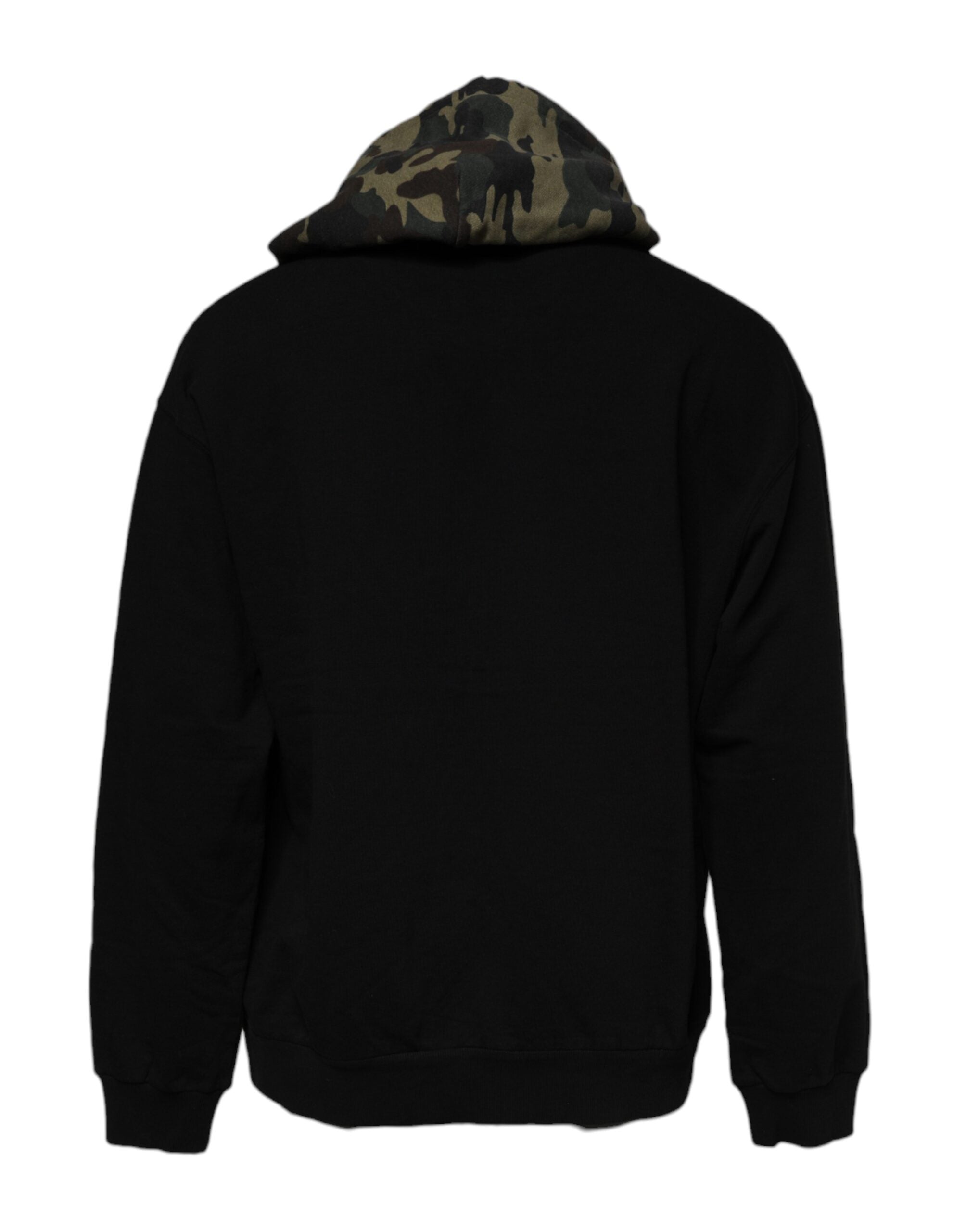 Dolce & Gabbana Black Camouflage Hooded Sweatshirt Men's Sweater