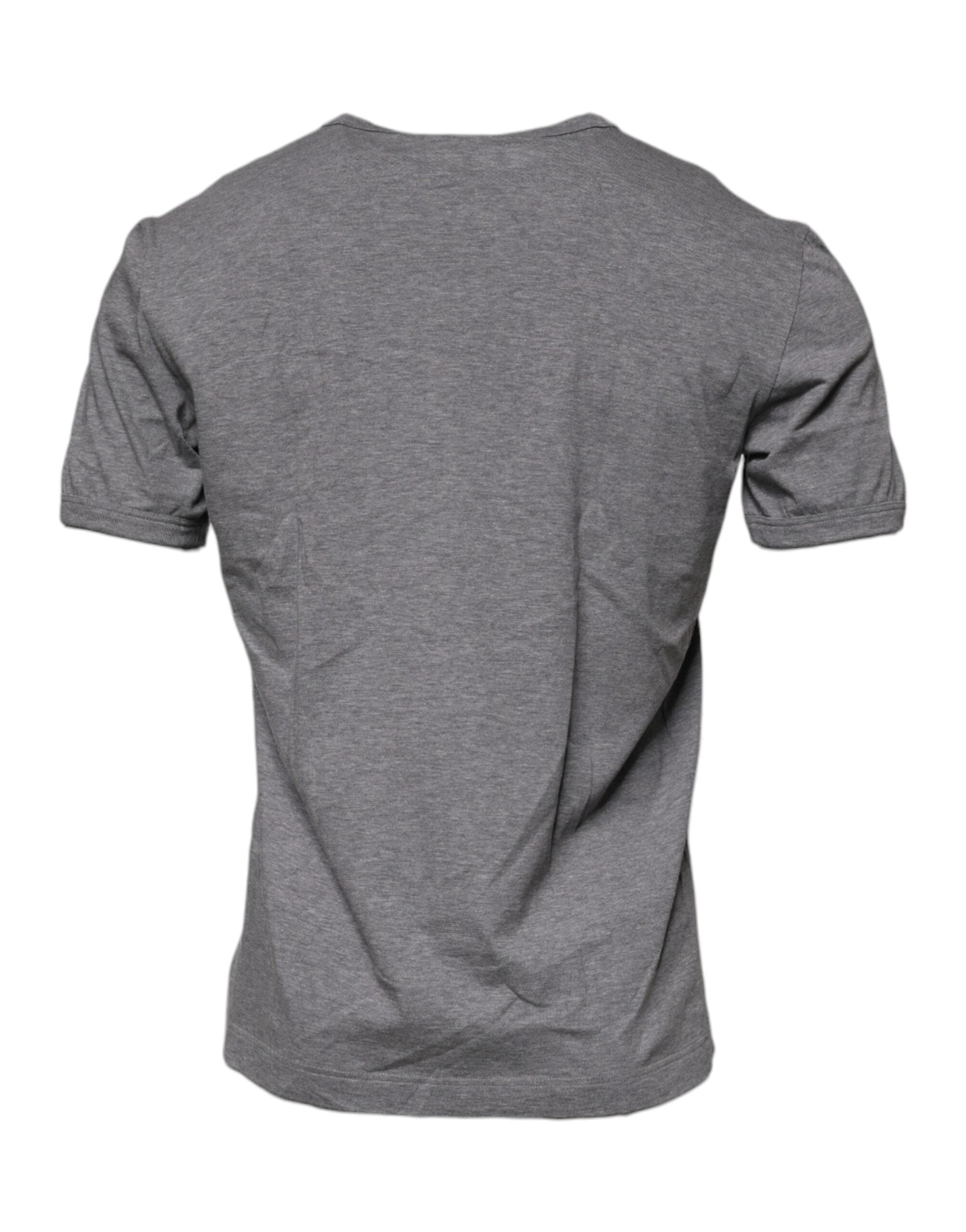 Dolce & Gabbana Gray Logo Print Cotton Crew Neck Men Men's T-shirt