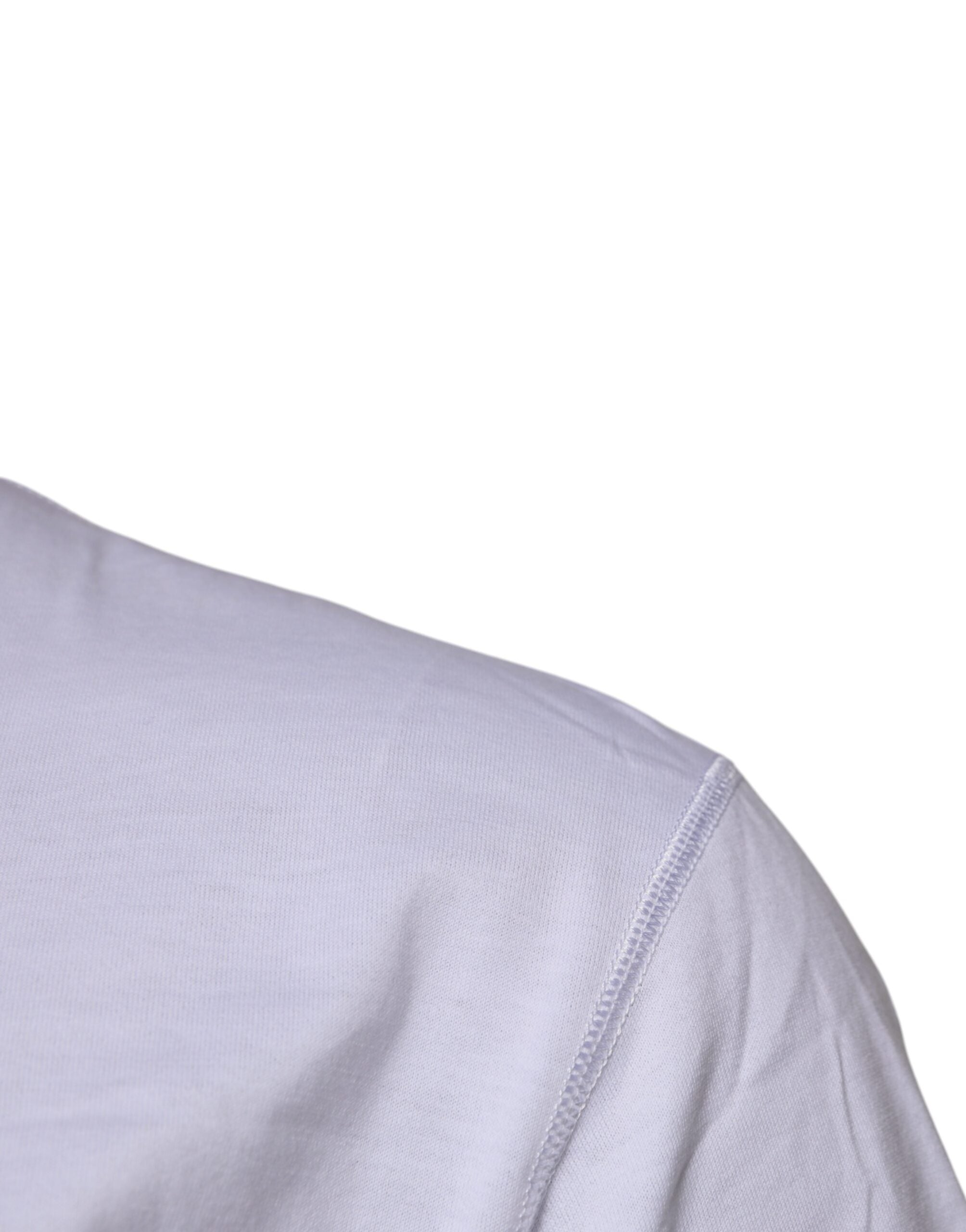 Dolce & Gabbana White Logo Tape Cotton Crew Neck Men's T-shirt