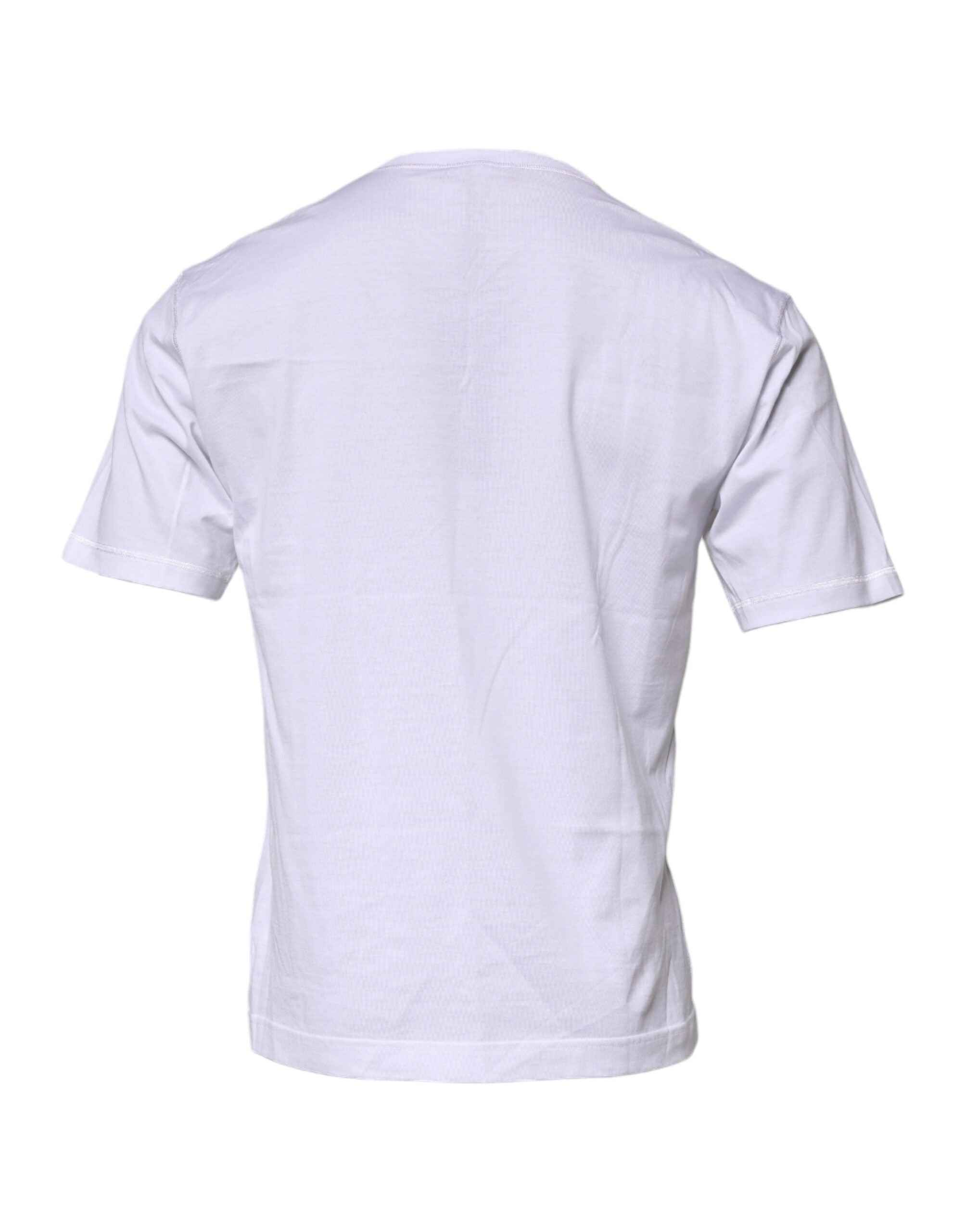 Dolce & Gabbana White Logo Tape Cotton Crew Neck Men's T-shirt