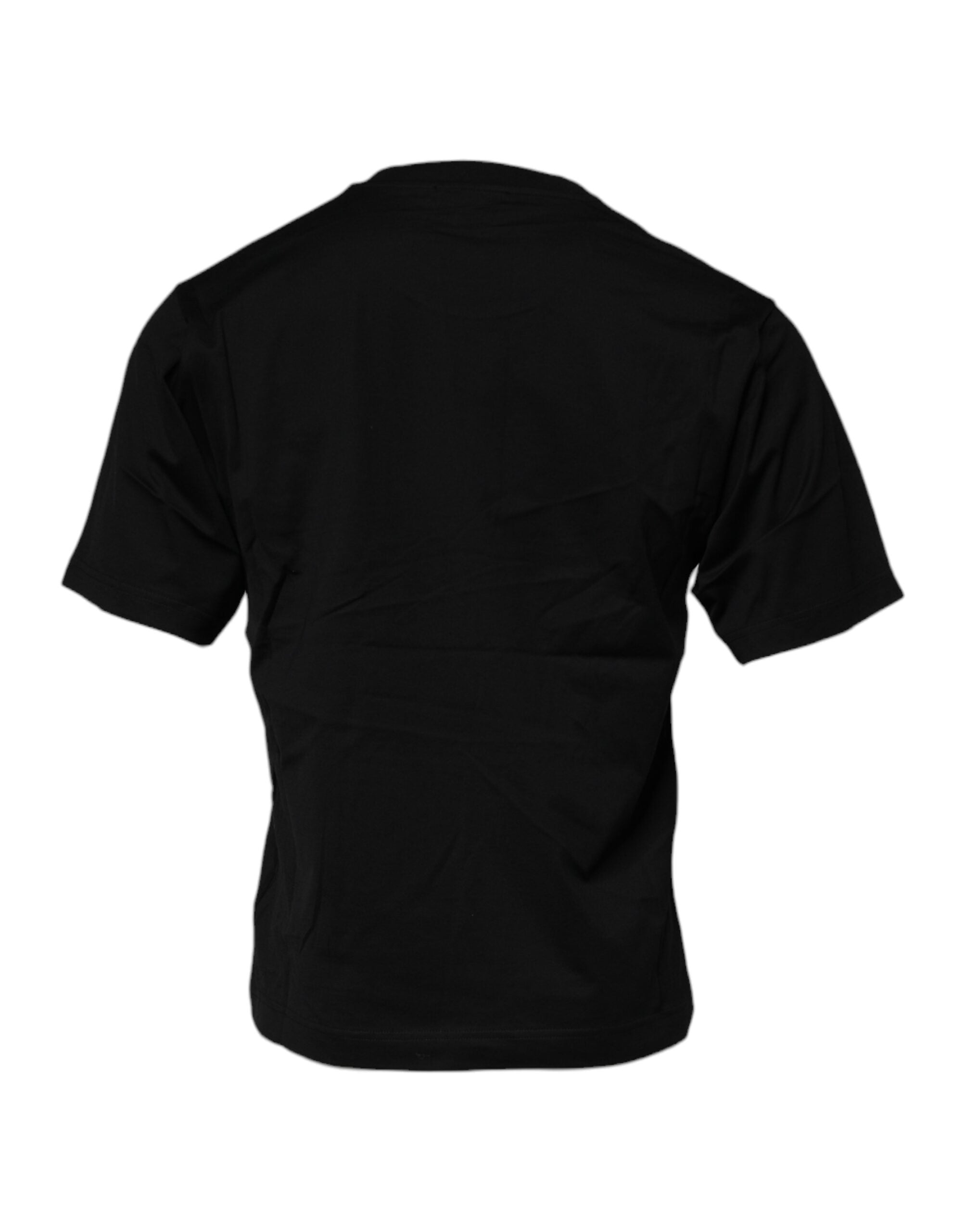 Dolce & Gabbana Black Logo Patch Cotton Crew Neck Men's T-shirt
