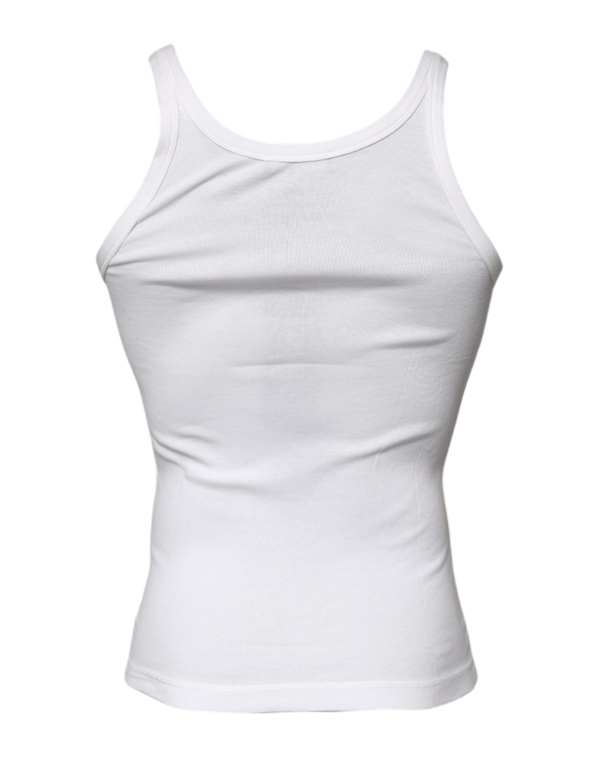 Dolce & Gabbana Ivory Cotton Sleeveless Round Neck Tank Men's T-shirt