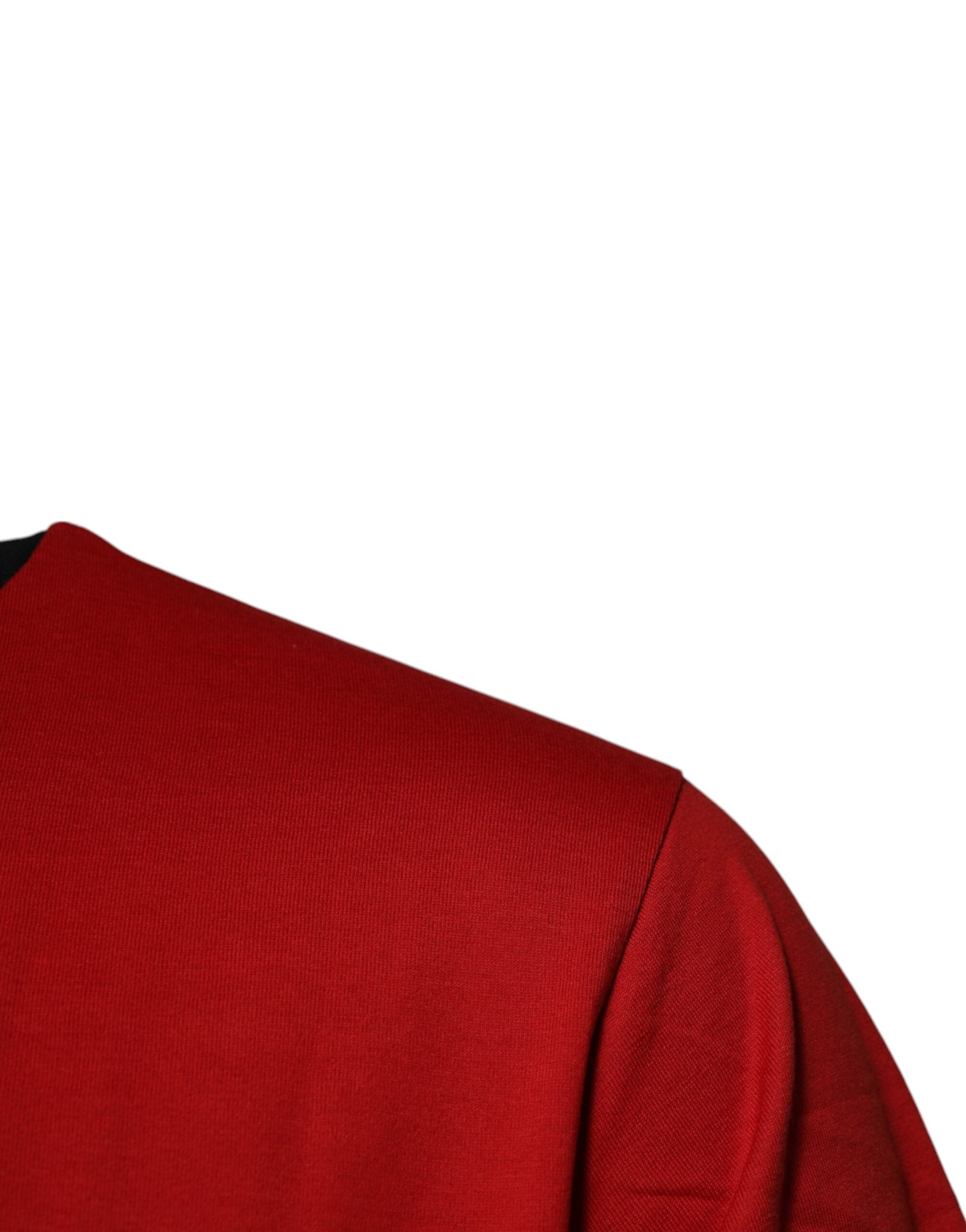 Dolce & Gabbana Red Logo Crown Cotton Crew Neck Men's T-shirt