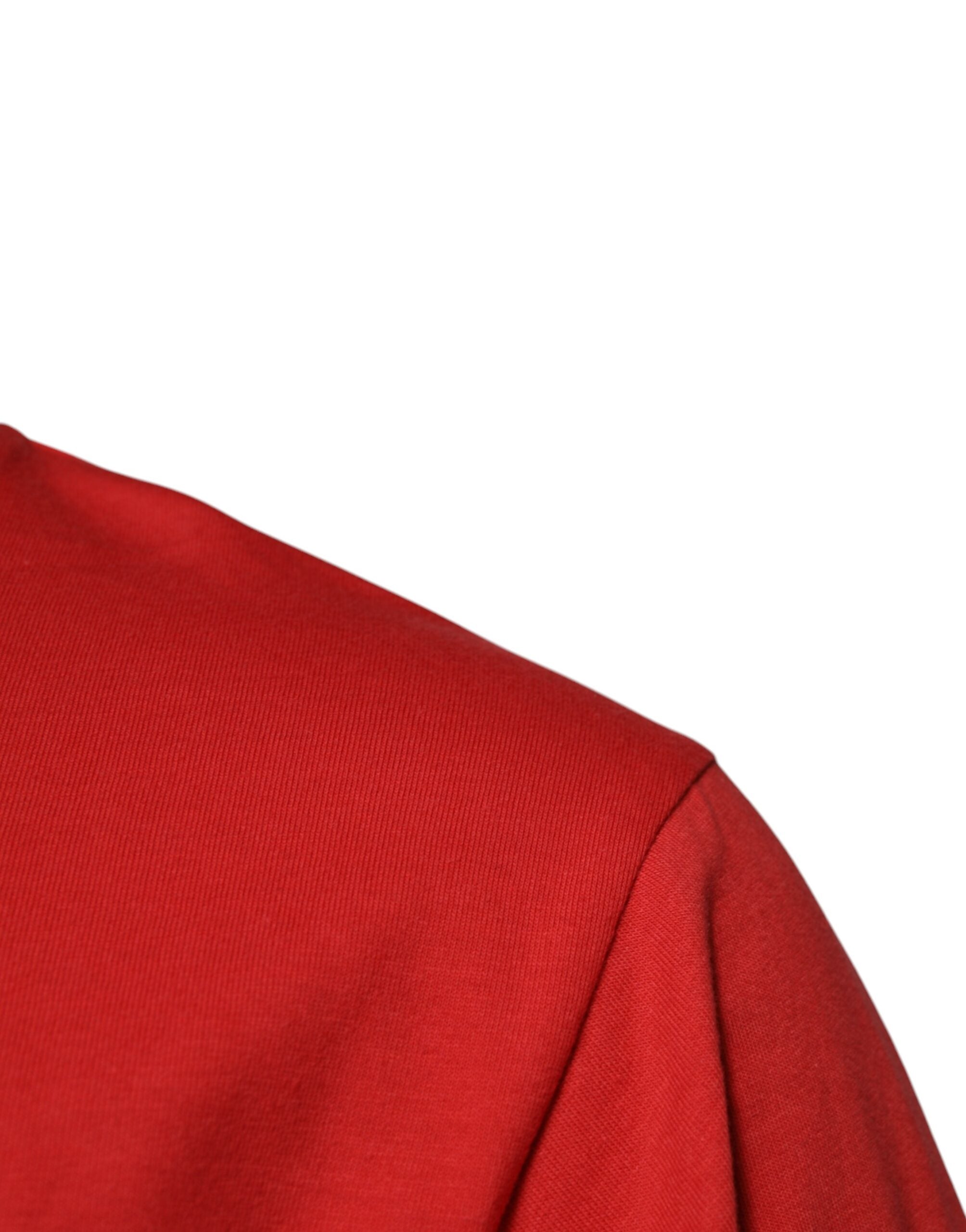 Dolce & Gabbana Red DG Logo Patch Cotton Crew Neck Men's T-shirt