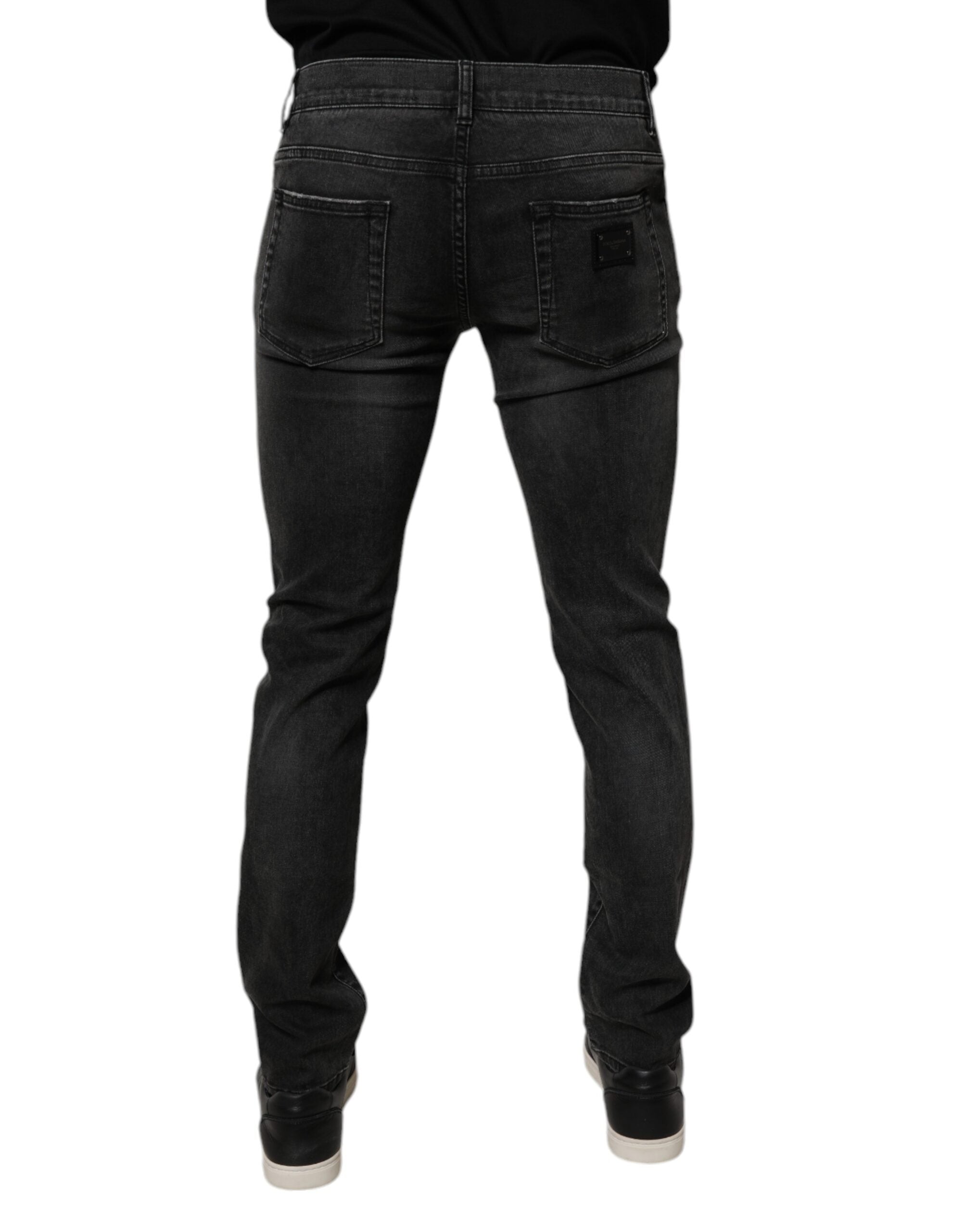 Dolce & Gabbana Black Cotton Stretch Skinny Men Denim Men's Jeans