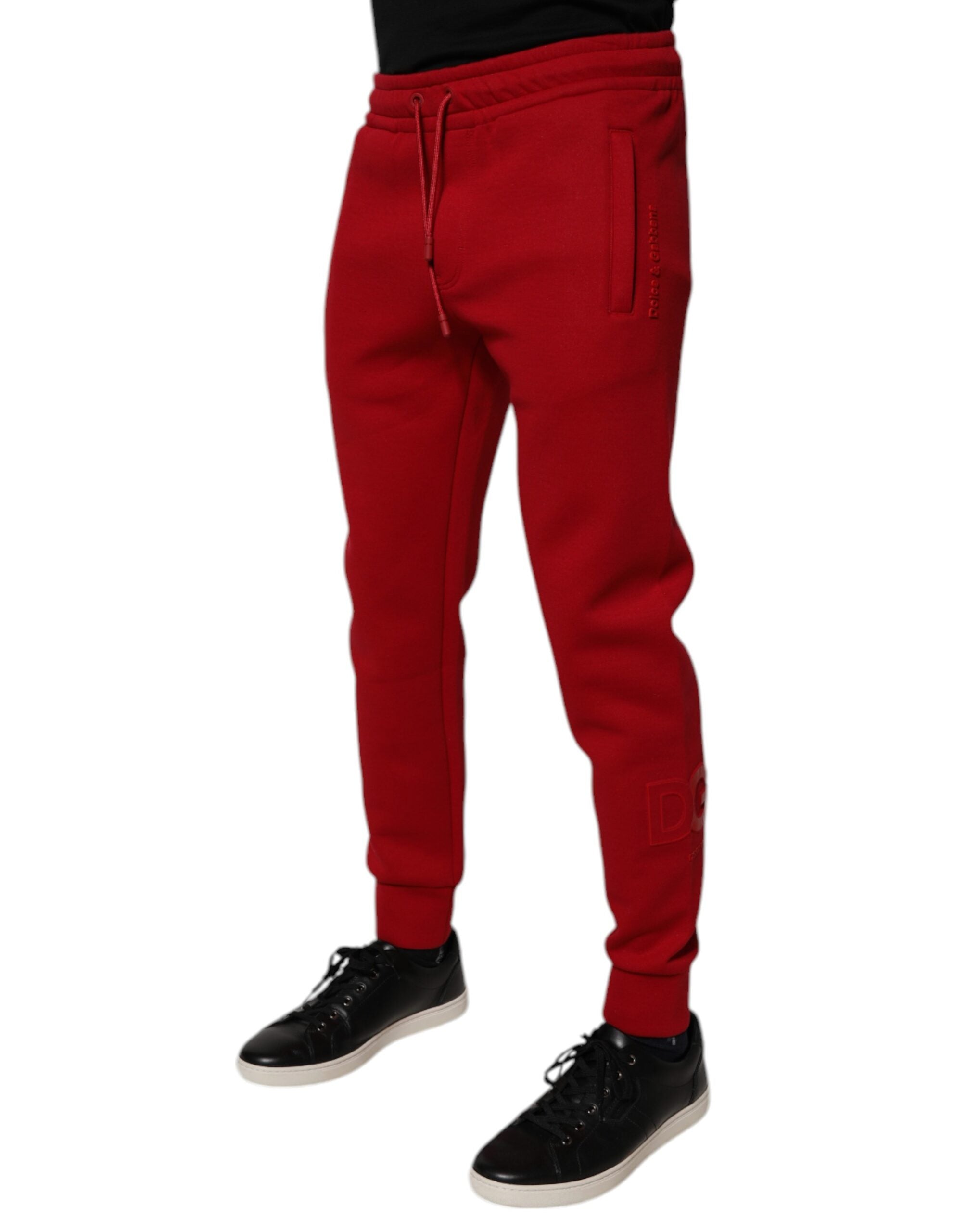 Dolce & Gabbana Red Cotton Jogger Jogging Men's Pants