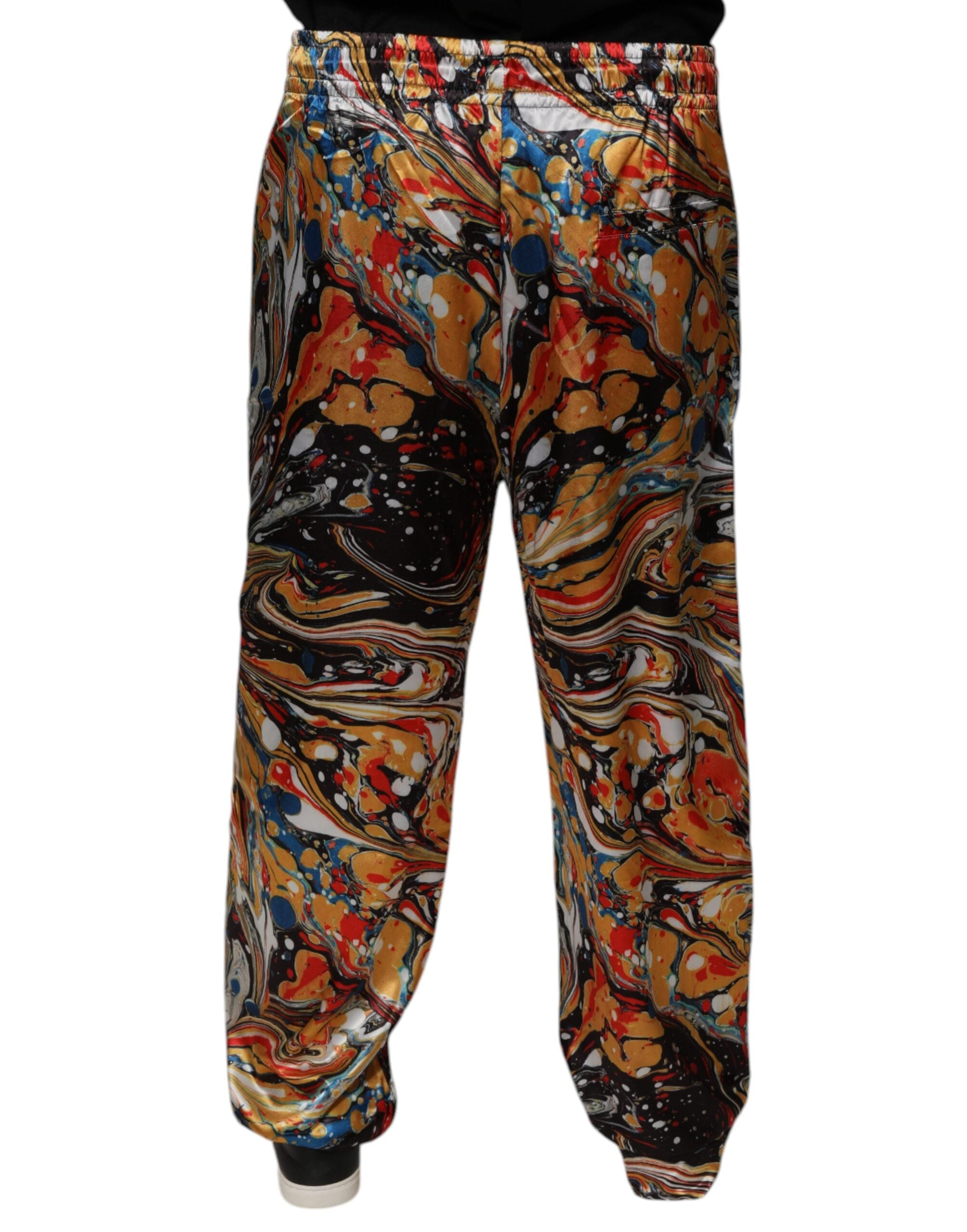 Dolce & Gabbana Multicolor Marble Satin Men Tracksuit Men's Pants