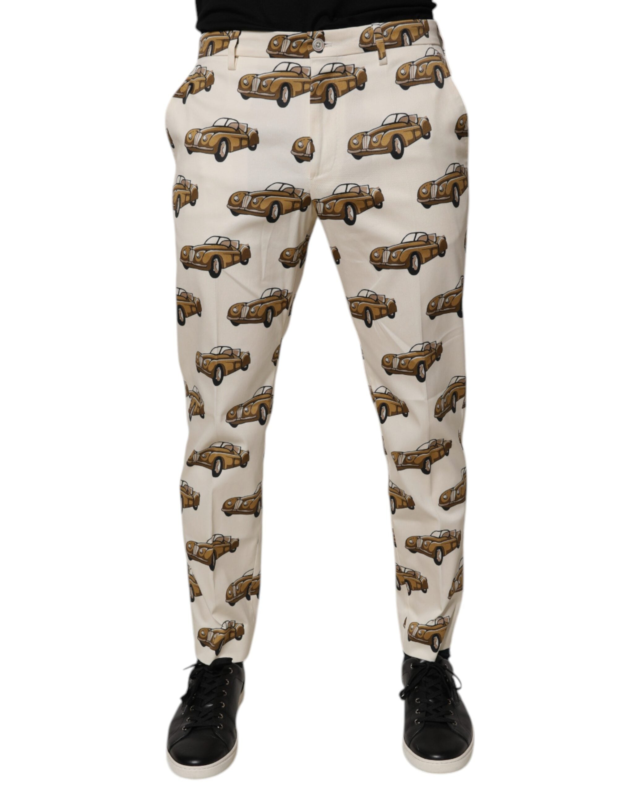 Dolce & Gabbana Off White Cars Cotton Skinny Men Denim Men's Jeans