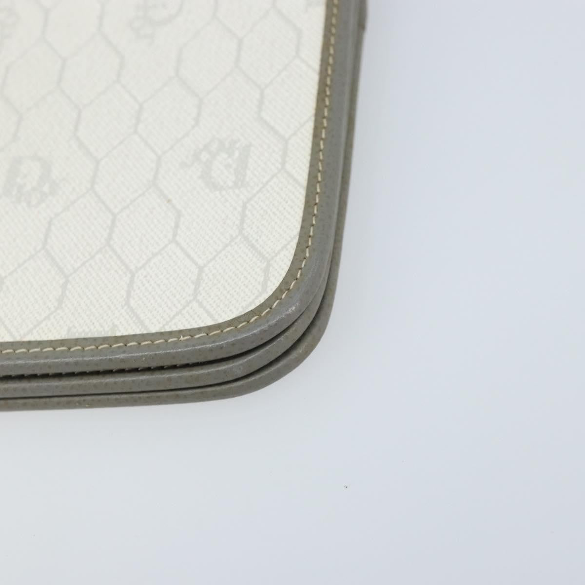 Christian Dior Vintage Honeycomb Zip Coated Canvas White Canvas Clutche & Pouche Bag (Pre-Owned)
