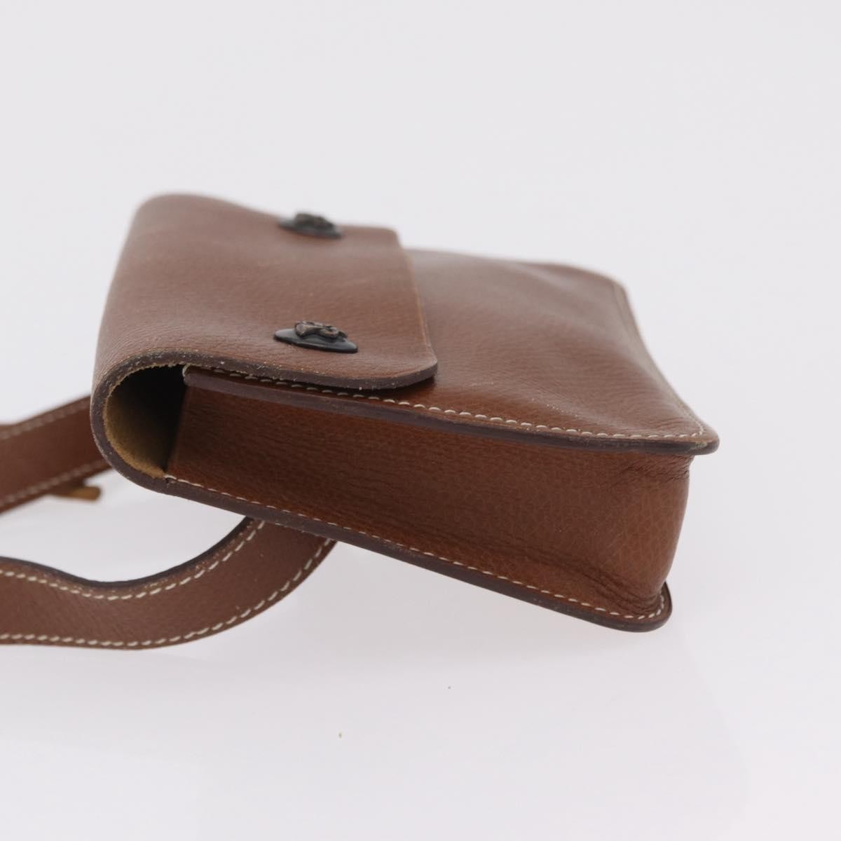 Hermes Pochette Green Waist Leather Brown Leather Handbag (Pre-Owned)