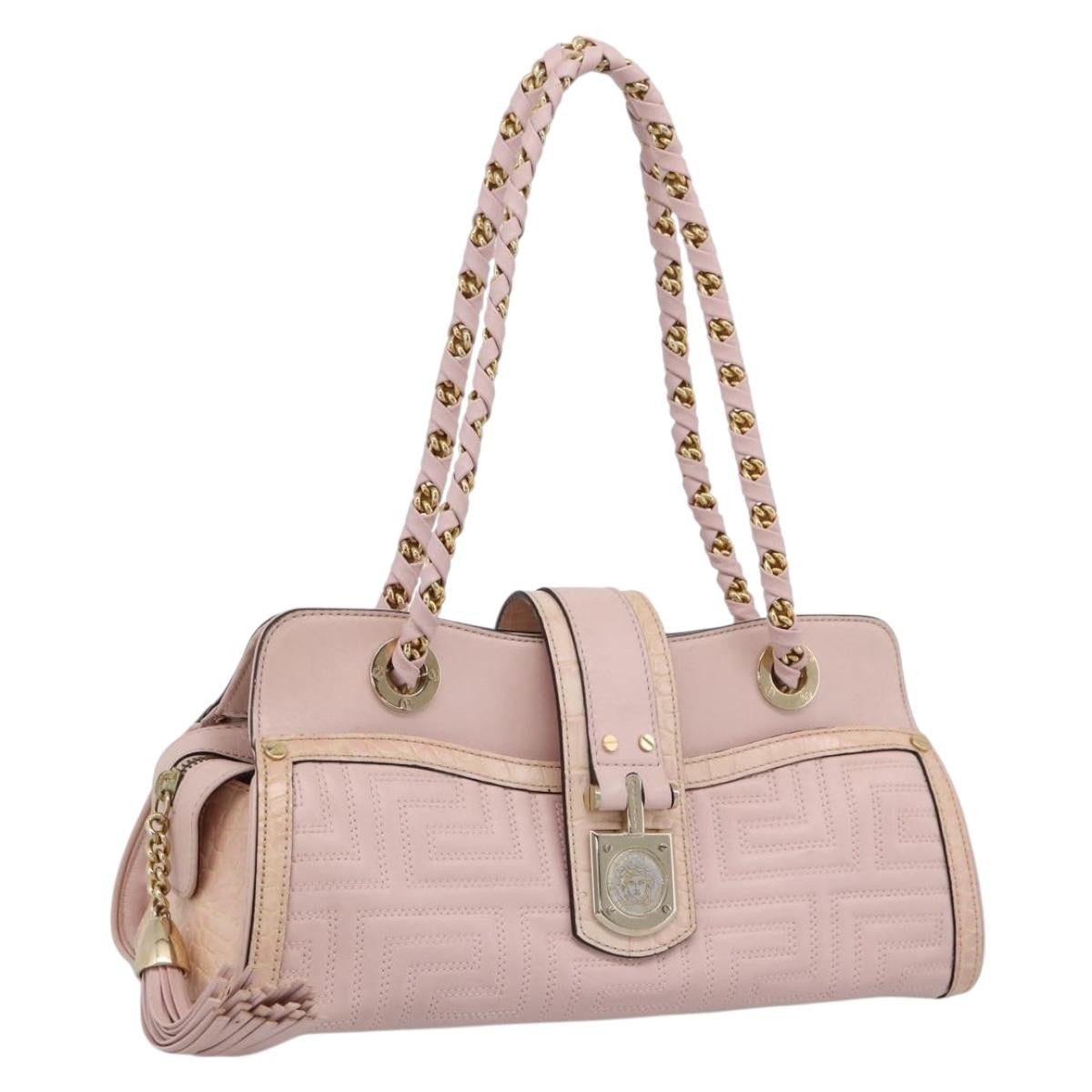 Versace Vintage Tote Leather Pink Leather Tote Bag Bag (Pre-Owned)